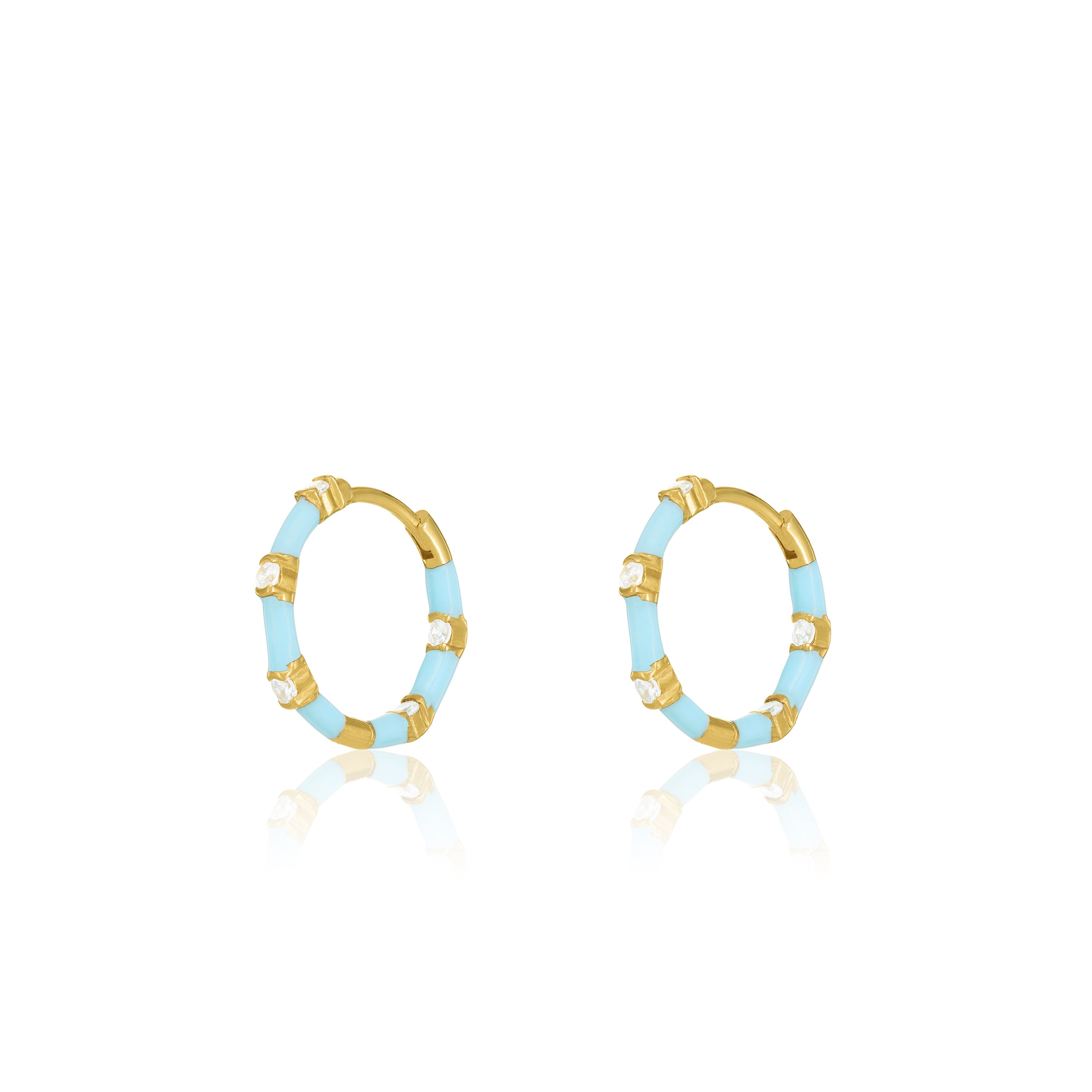 Cubic Zirconia Enamel Hoop Earring
