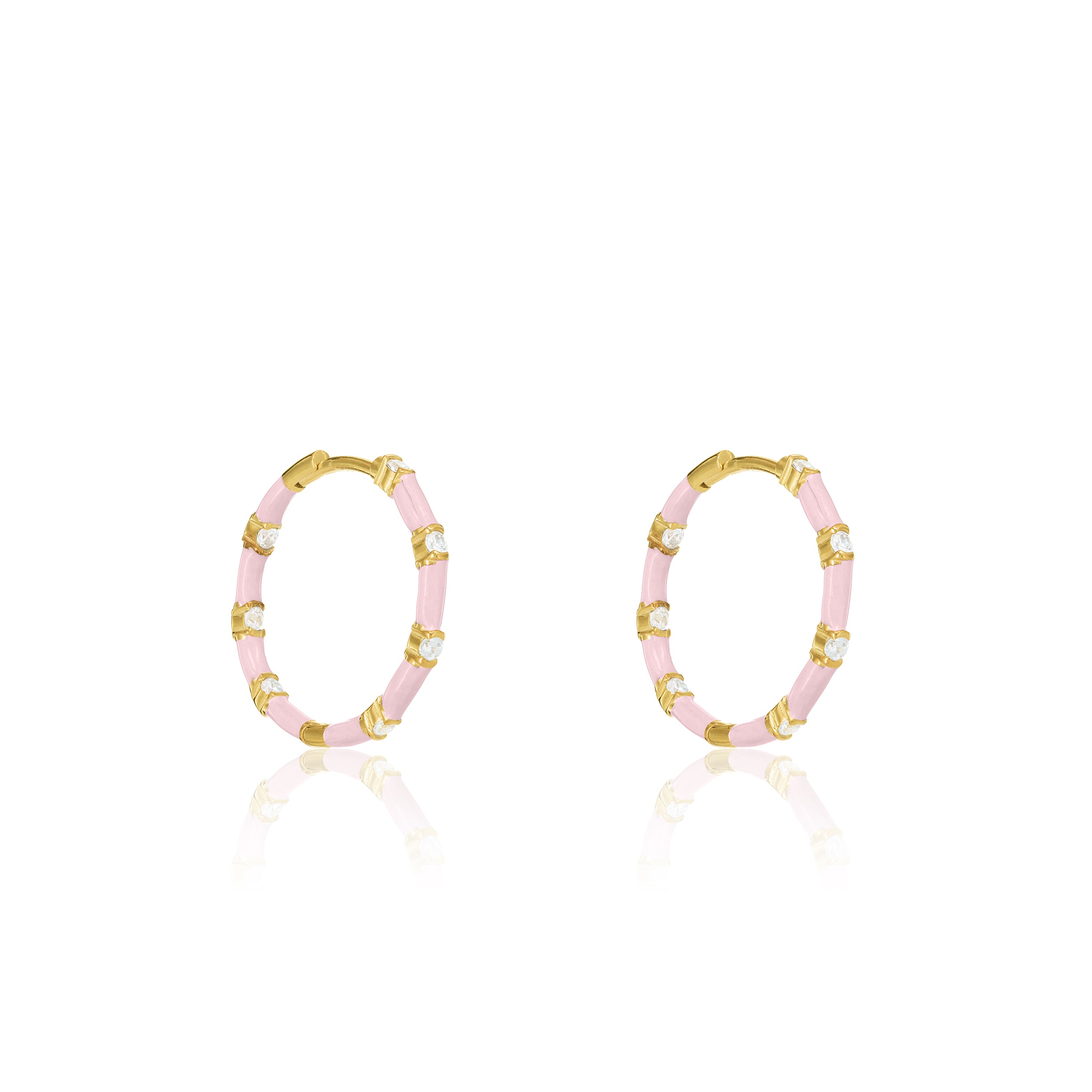Cubic Zirconia Enamel Hoop Earring