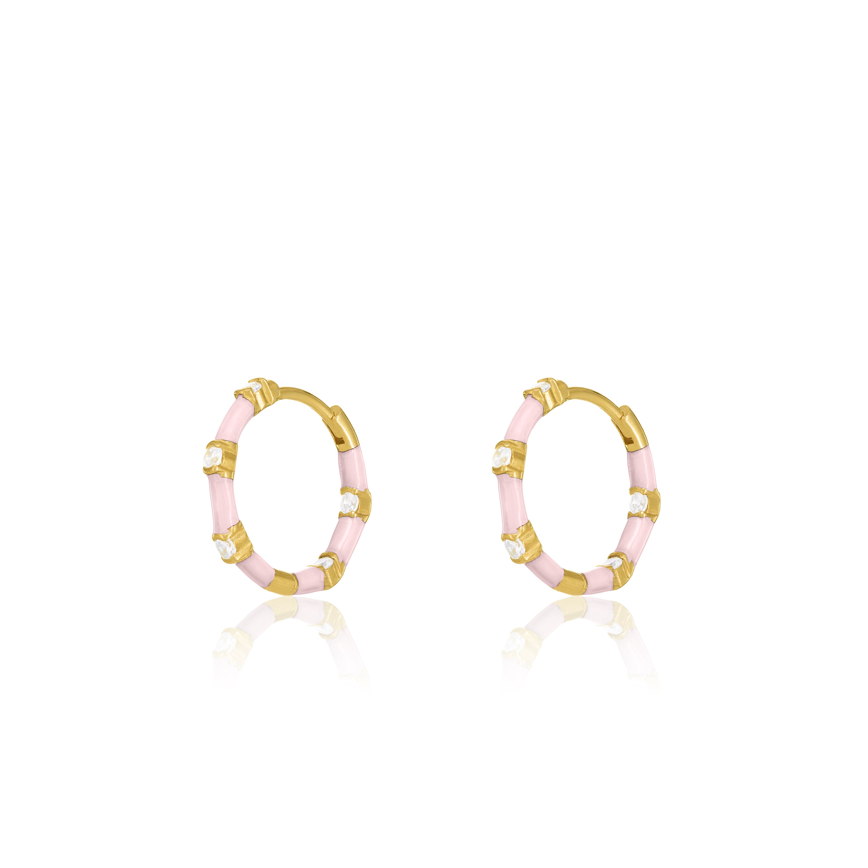 Cubic Zirconia Enamel Hoop Earring