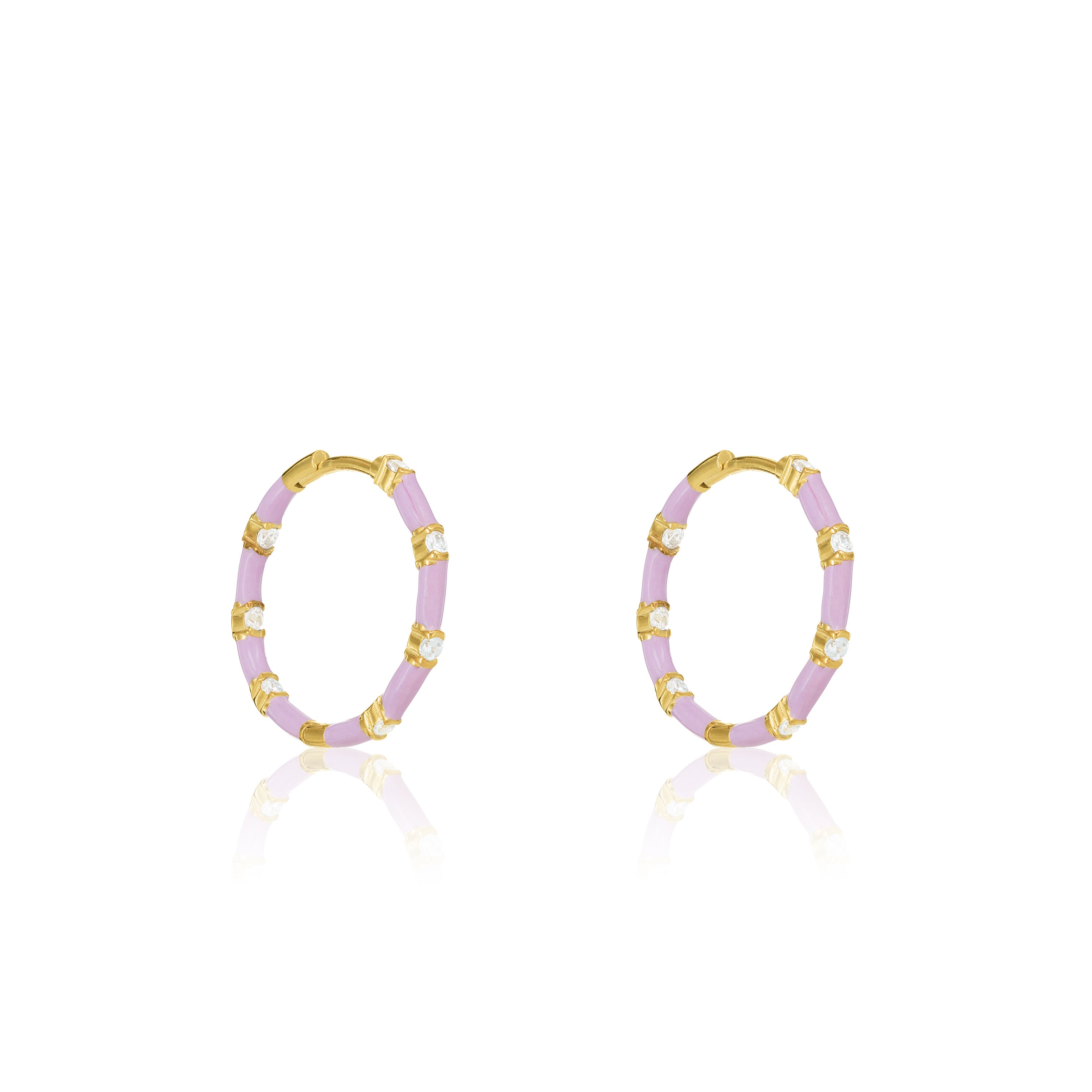 Cubic Zirconia Enamel Hoop Earring