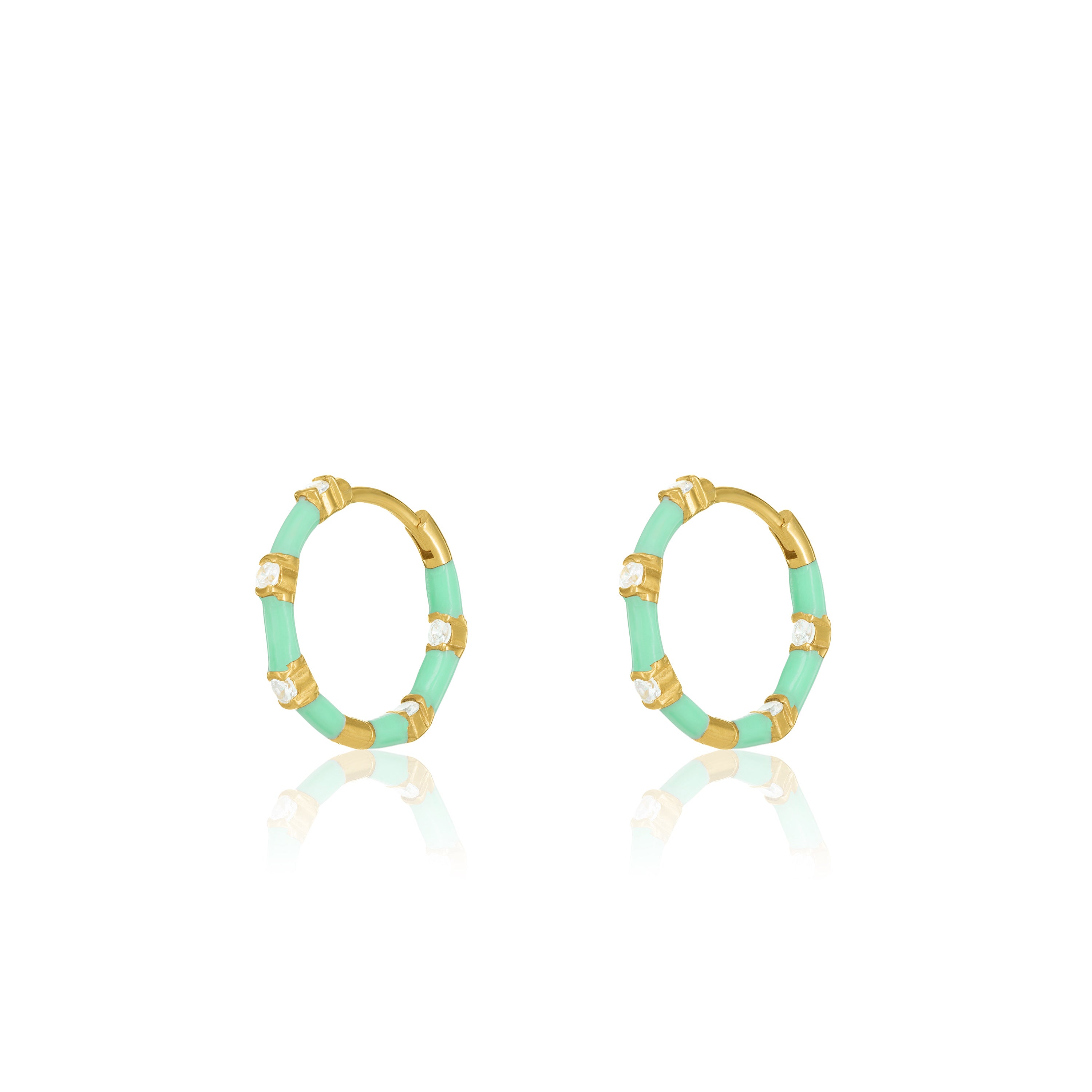 Cubic Zirconia Enamel Hoop Earring