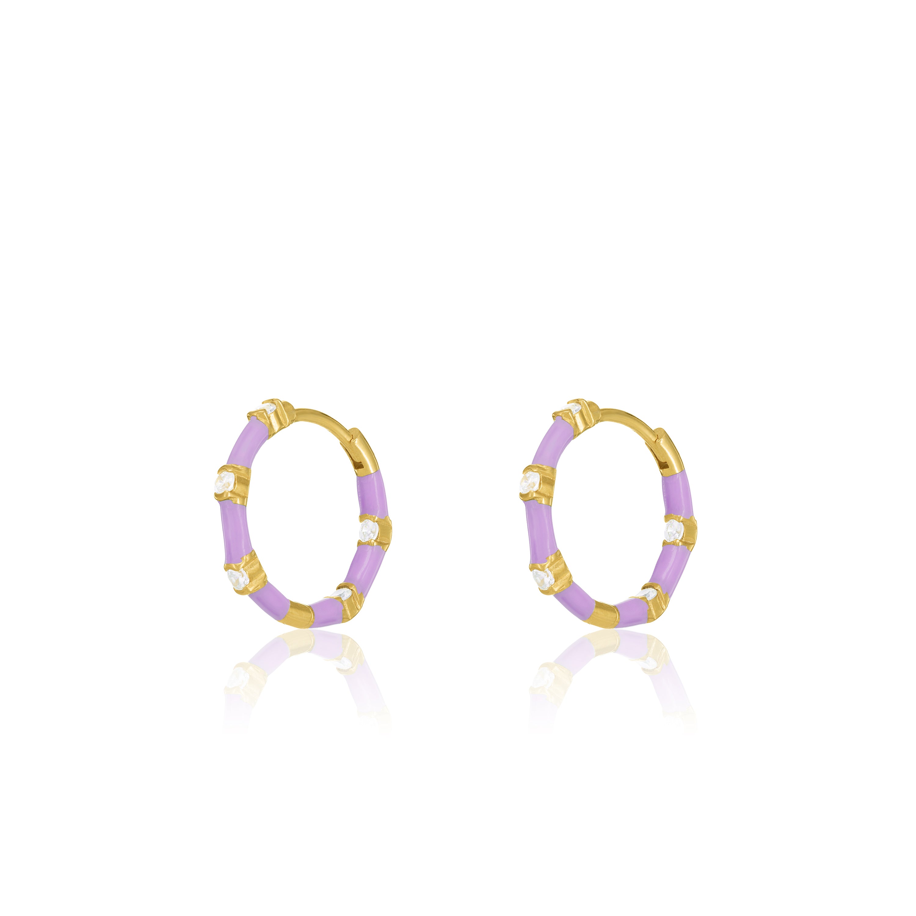 Cubic Zirconia Enamel Hoop Earring