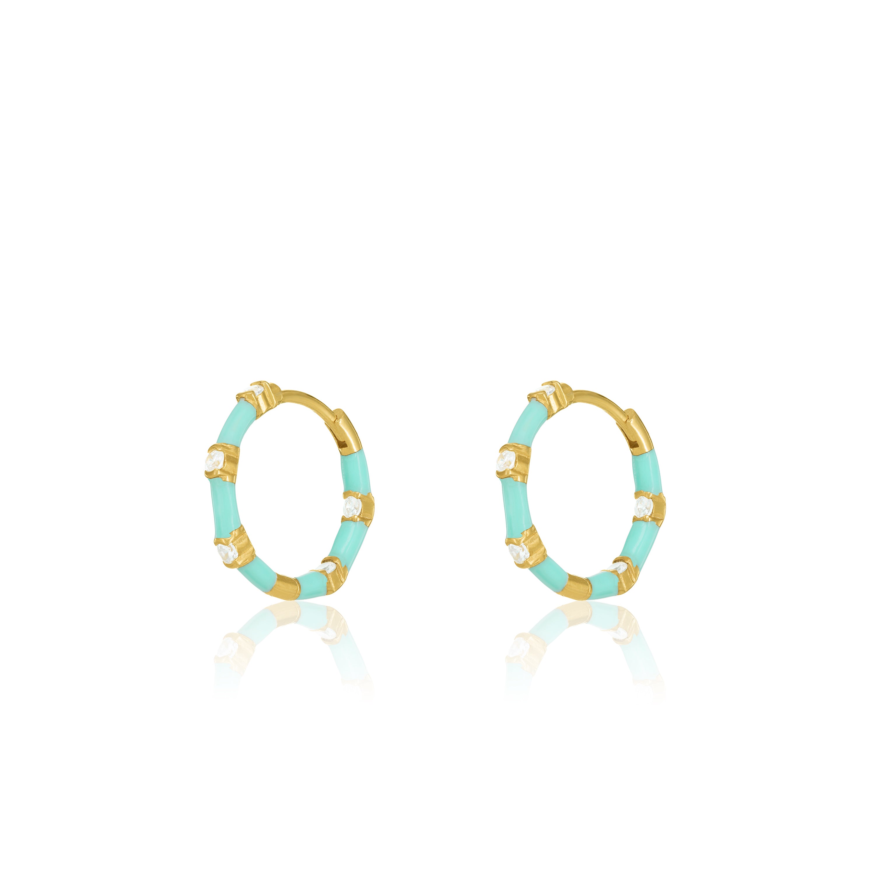 Cubic Zirconia Enamel Hoop Earring