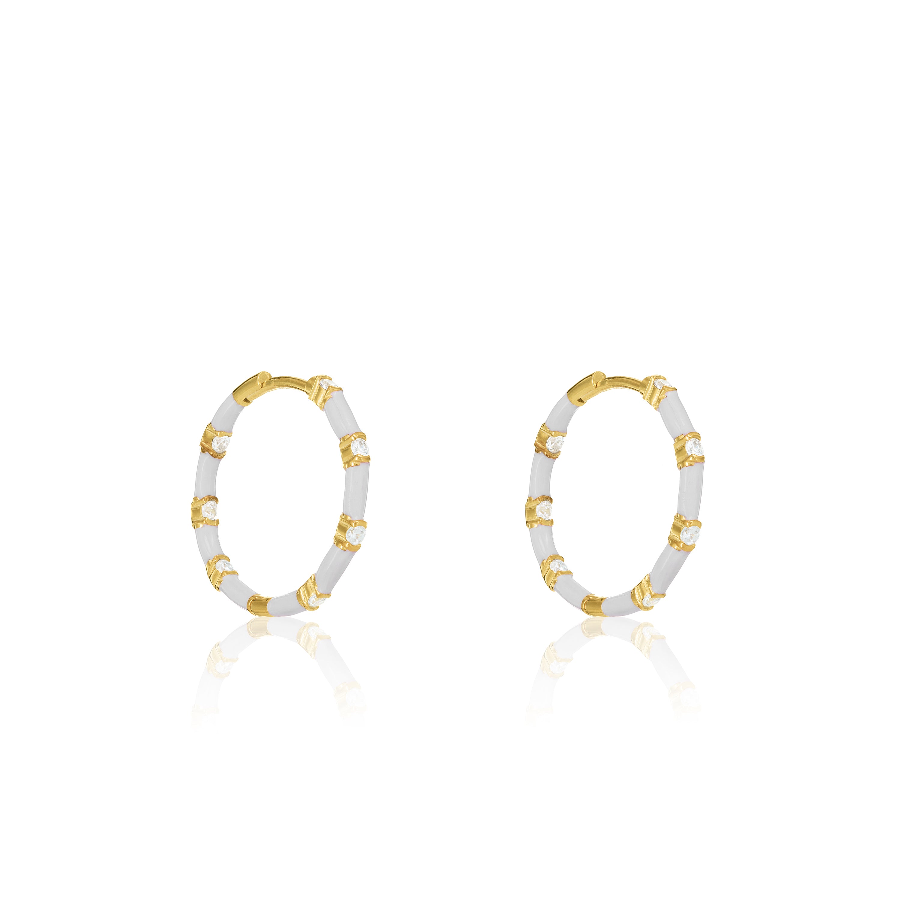 Cubic Zirconia Enamel Hoop Earring