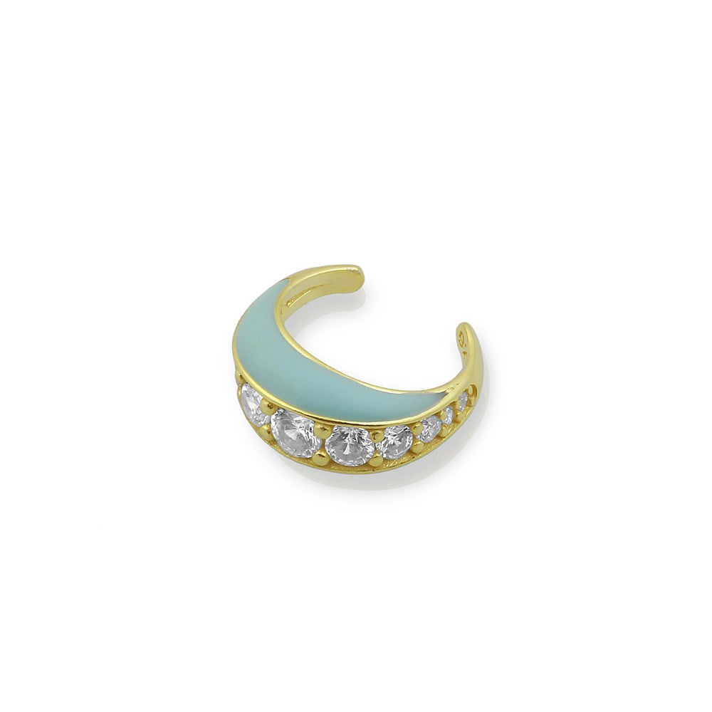 Cubic Zirconia Enamel Mini Moon Shape Ear Cuff