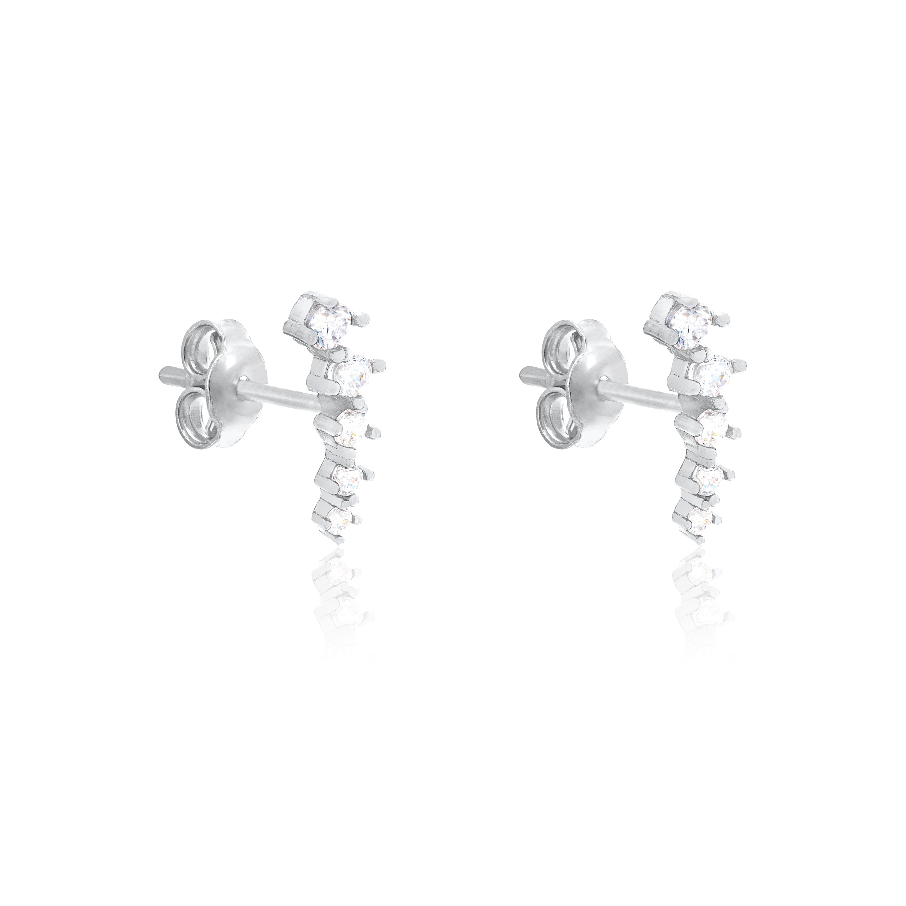 Cubic Zirconia Graduated Curved Bar Stud Earring