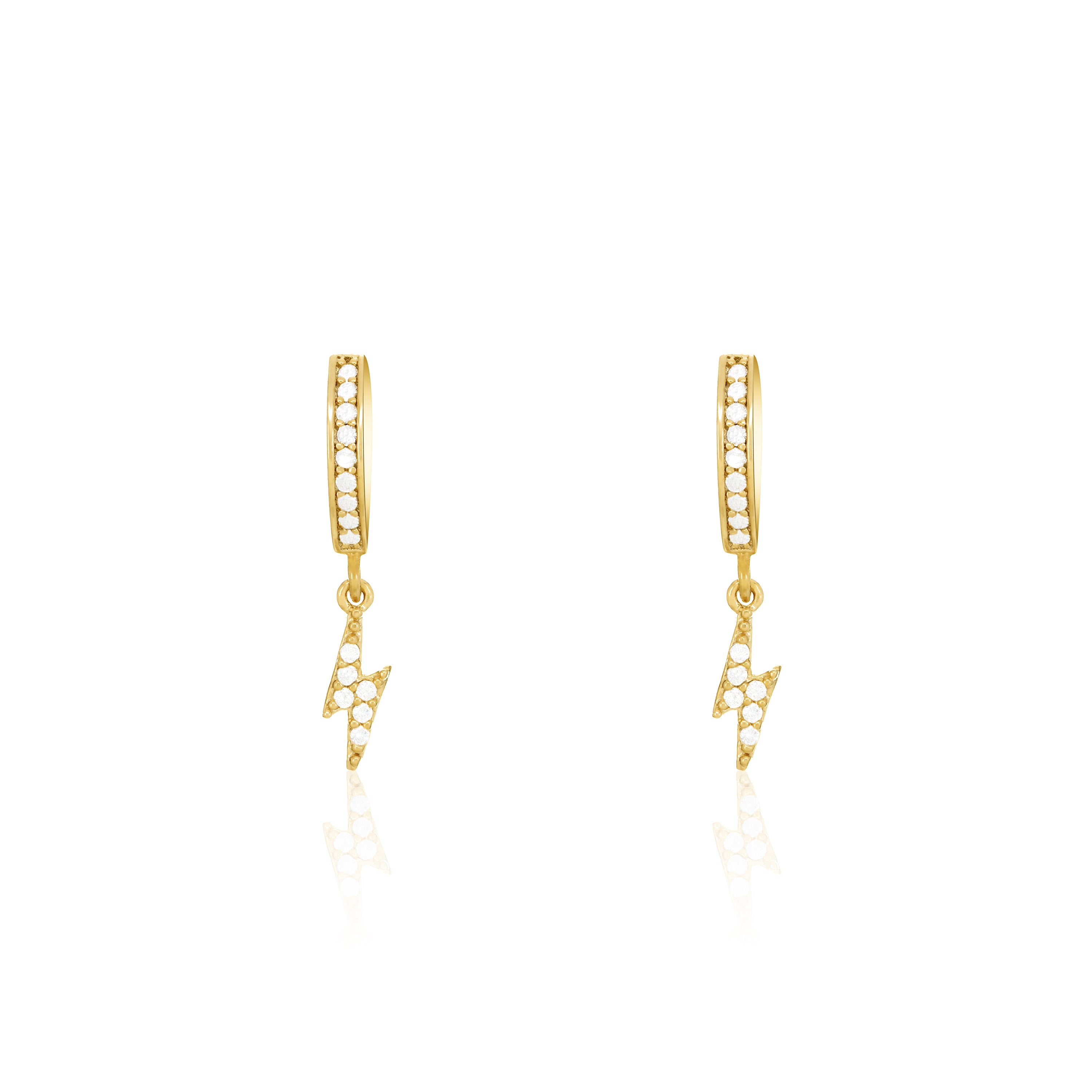 Cubic Zirconia Lightning Bolt Hoop Earring