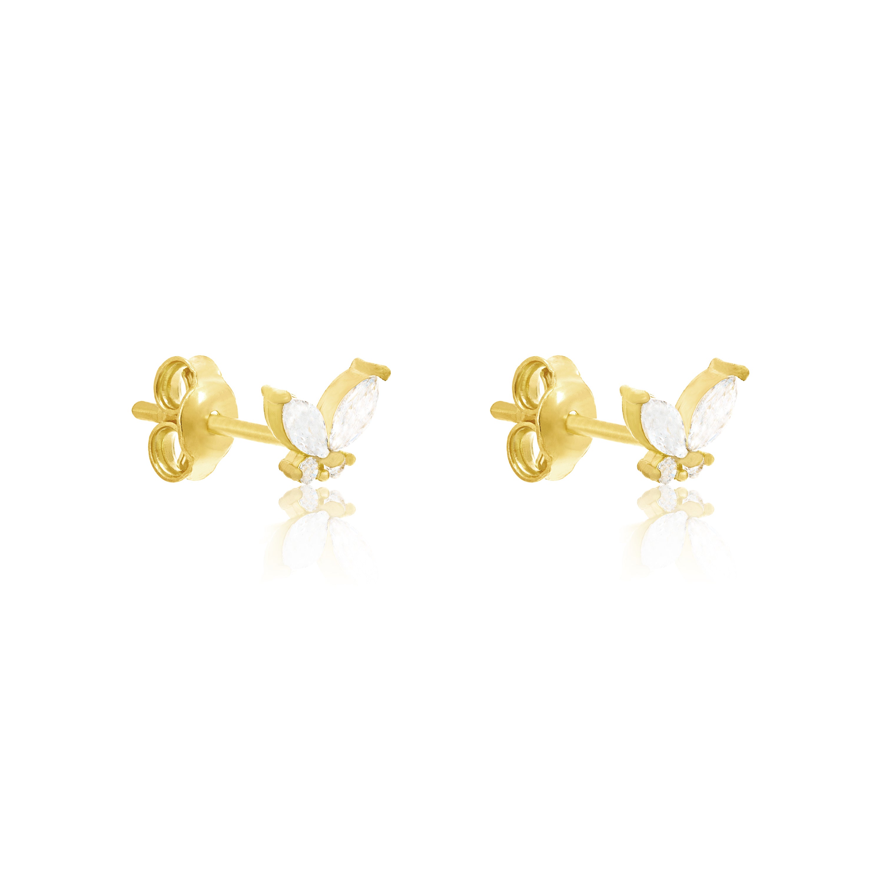 Cubic Zirconia Marquise And Round Butterfly Stud Earring