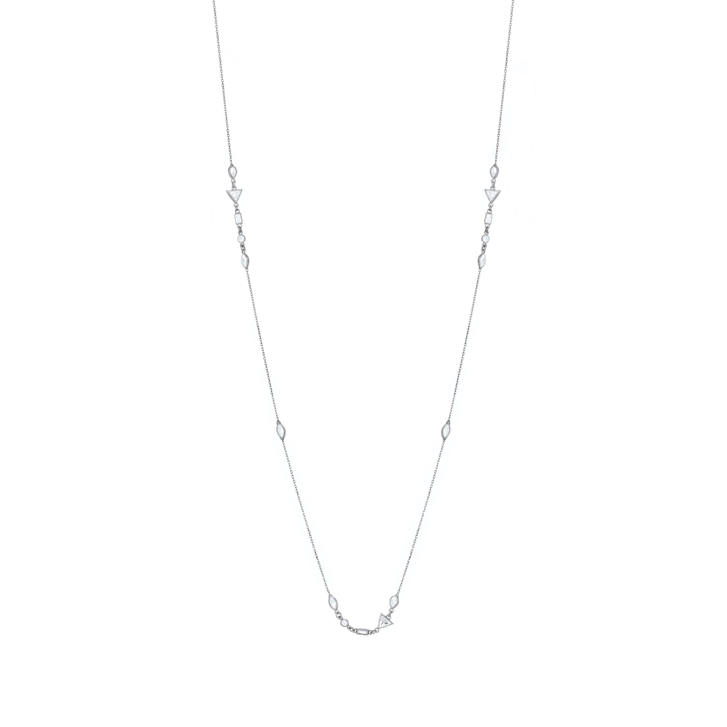 Cubic Zirconia Multi Shape Long Necklace