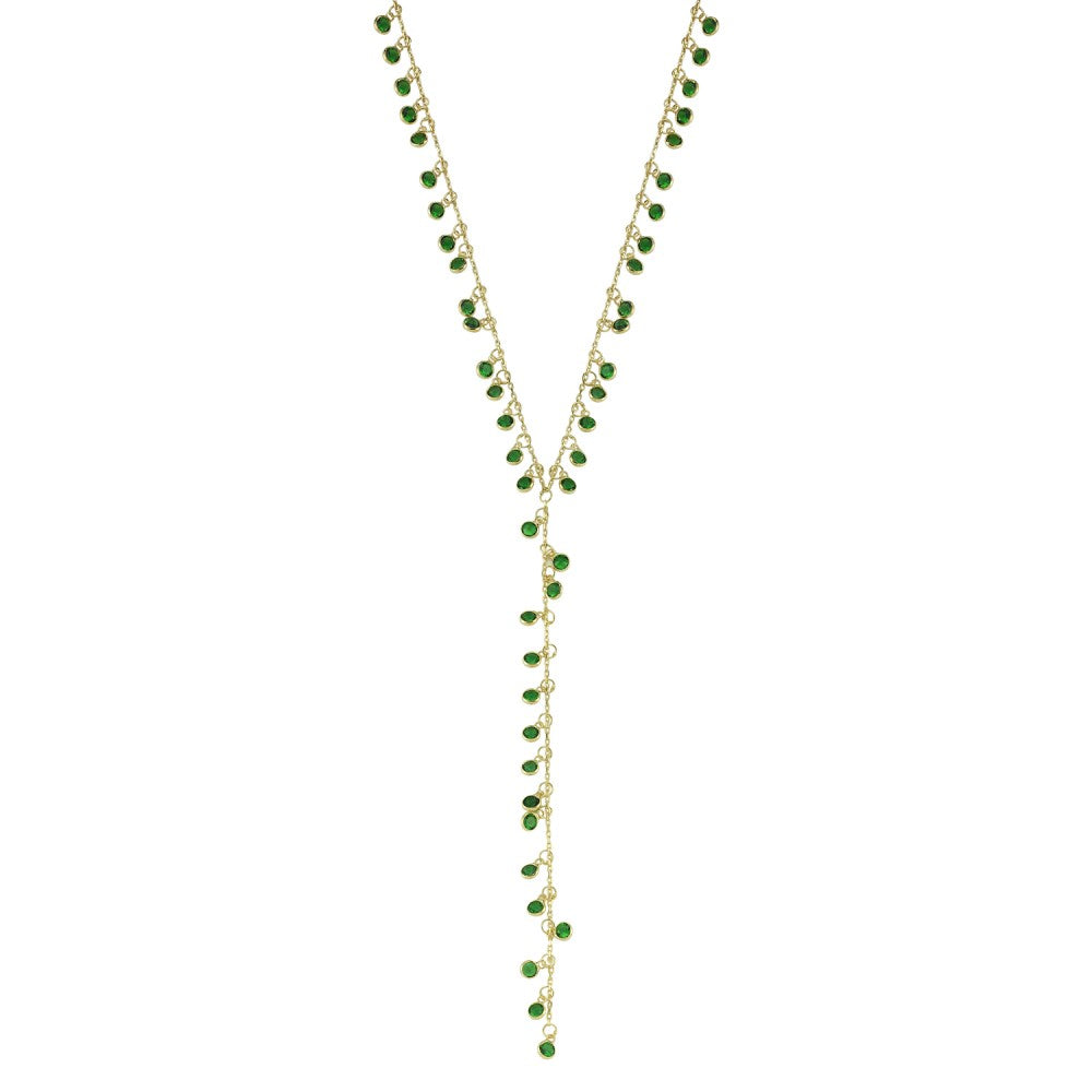 Dangling Bezel Droplets Lariat Necklace