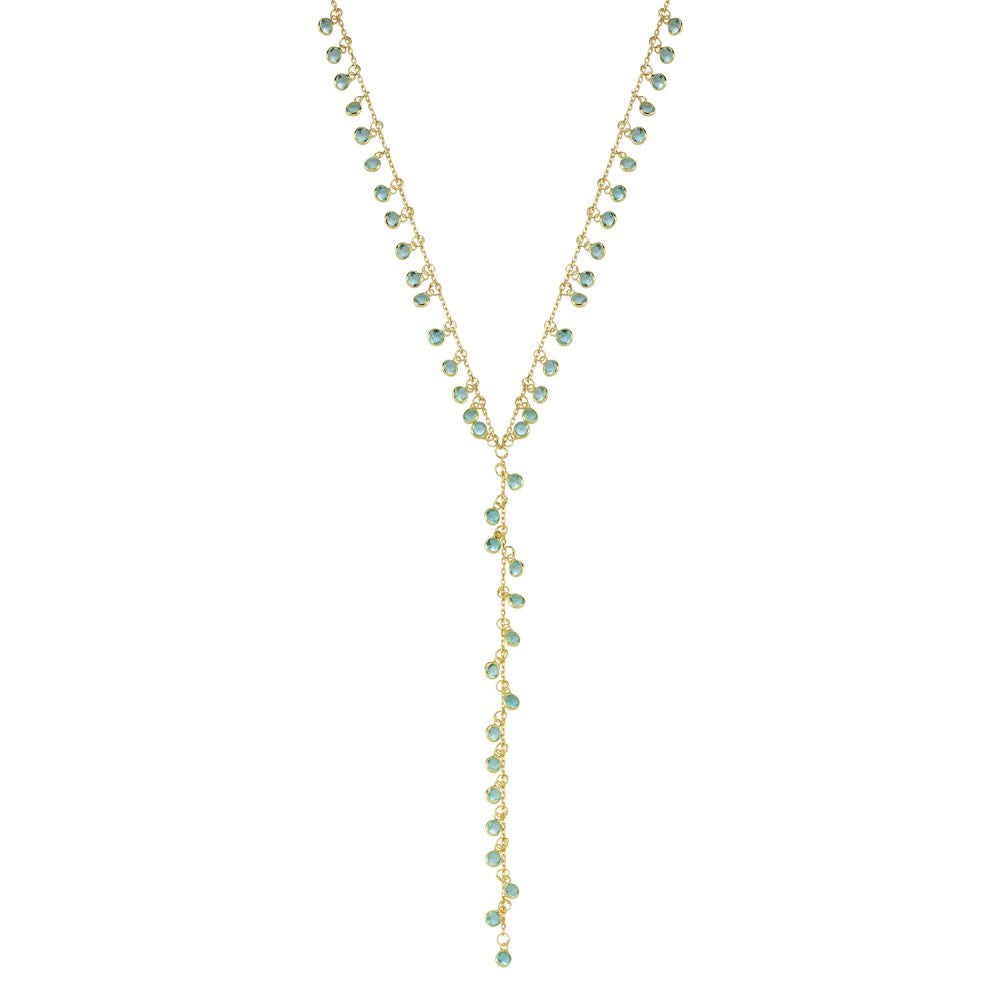 Dangling Bezel Droplets Lariat Necklace