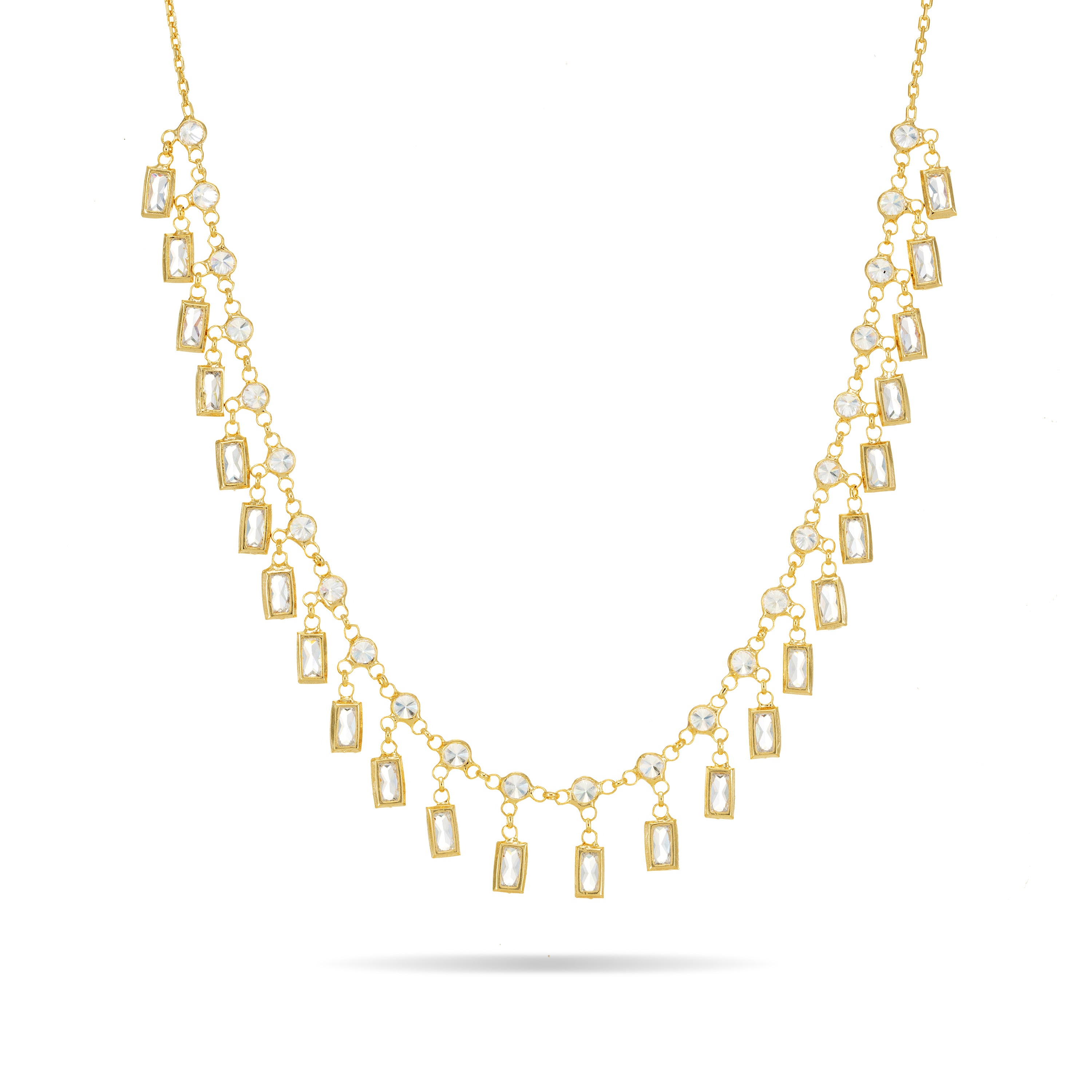 Dangling Droplet Baguette Bezel Chain Choker