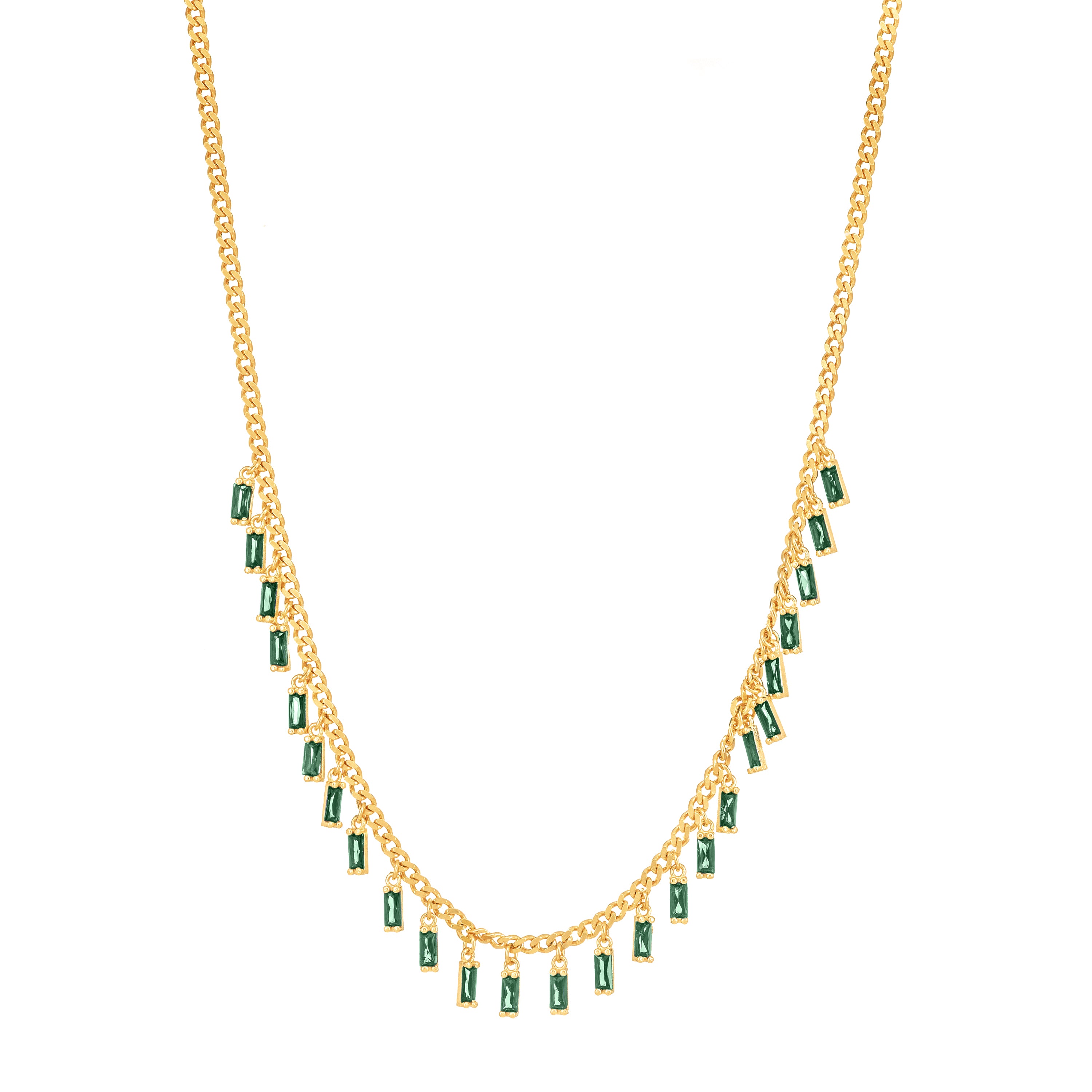 Dangling Droplet Baguette Necklace