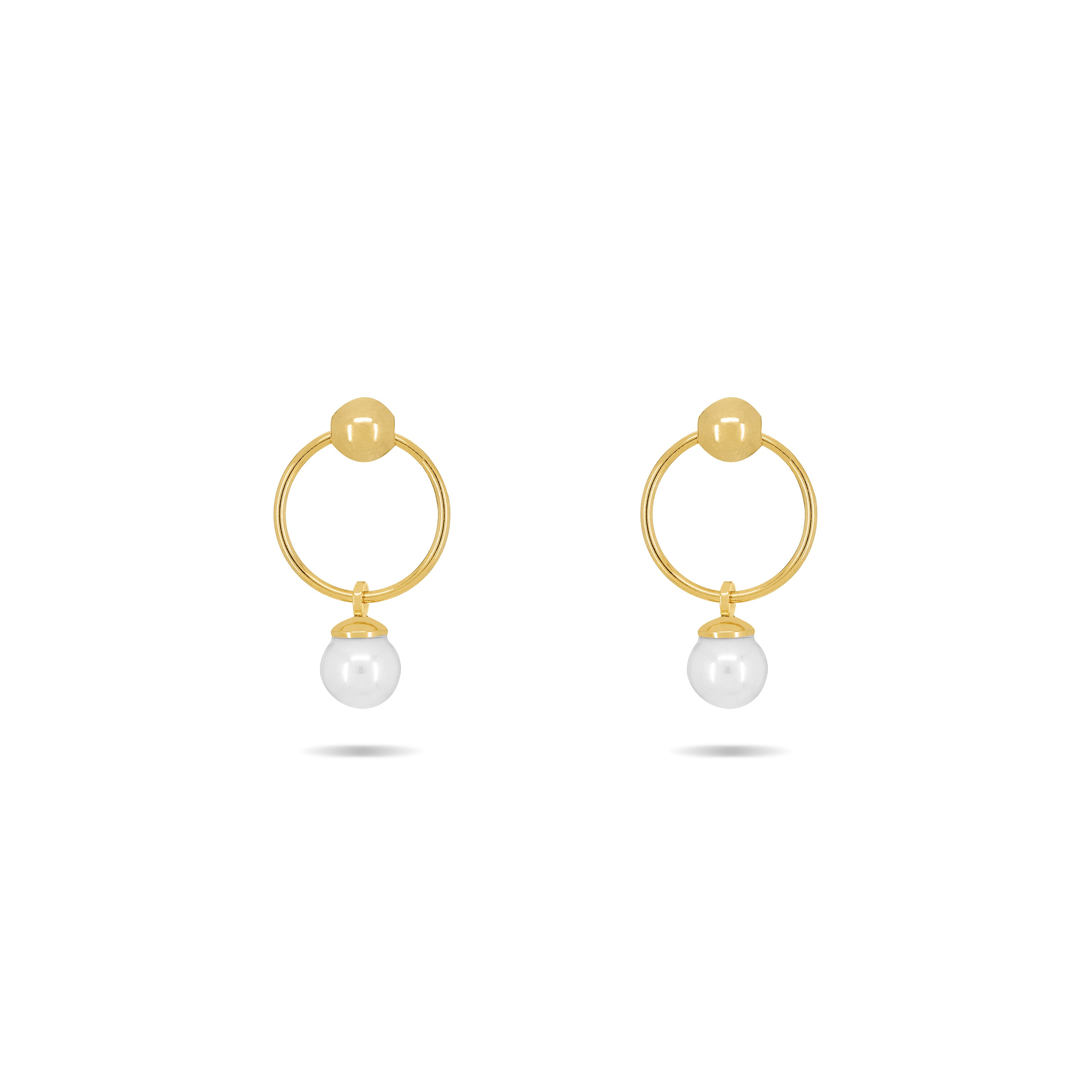 Dangling Pearl Hoop Earring