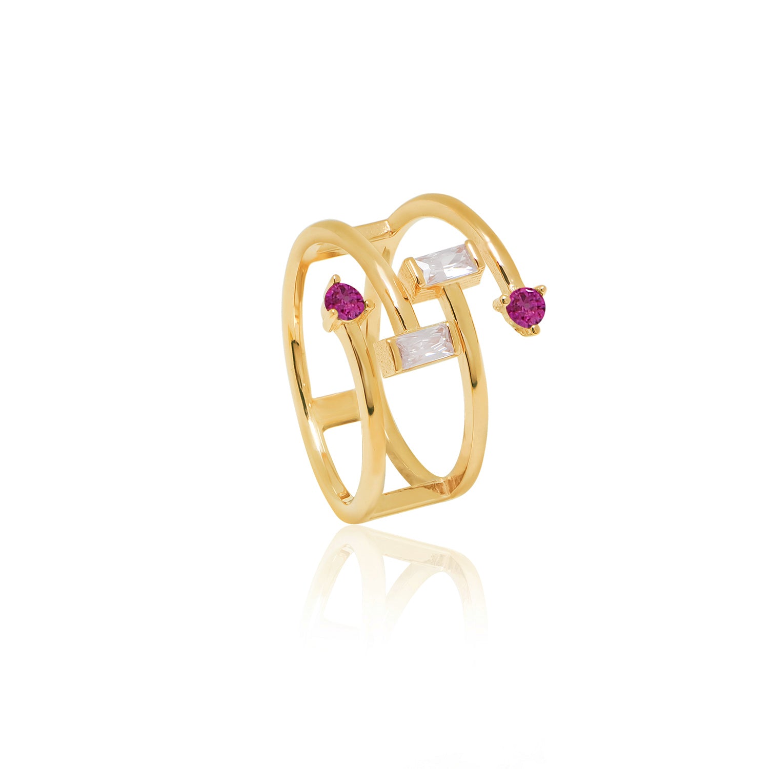 Double Spiral Arrow Ring With Stones