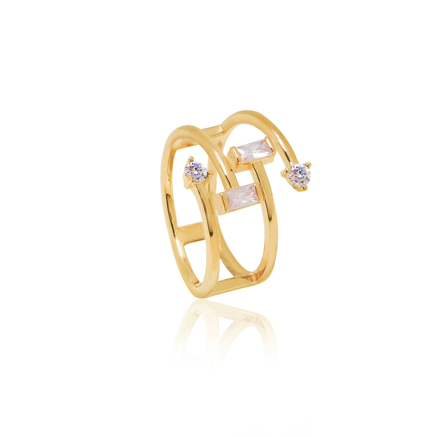 Double Spiral Arrow Ring With Stones