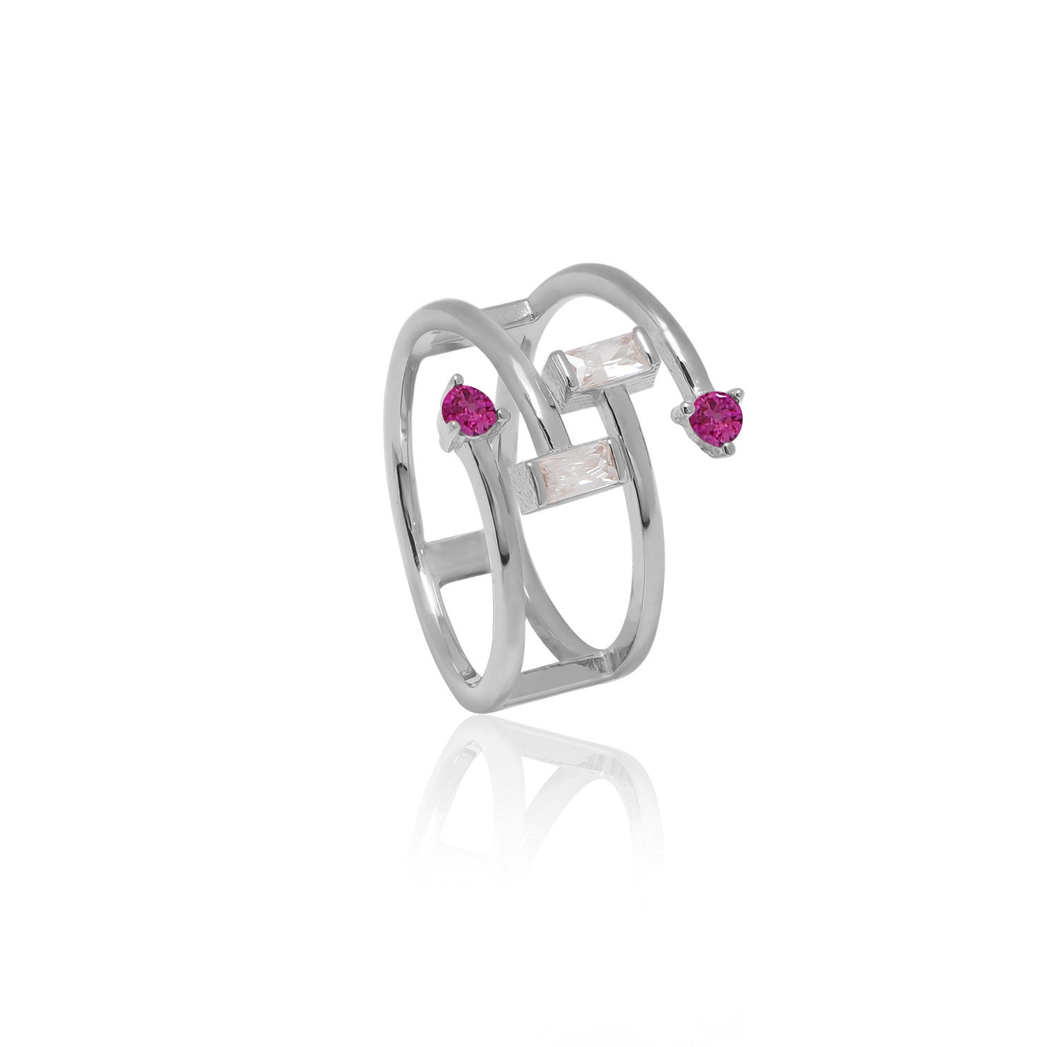 Double Spiral Arrow Ring With Stones