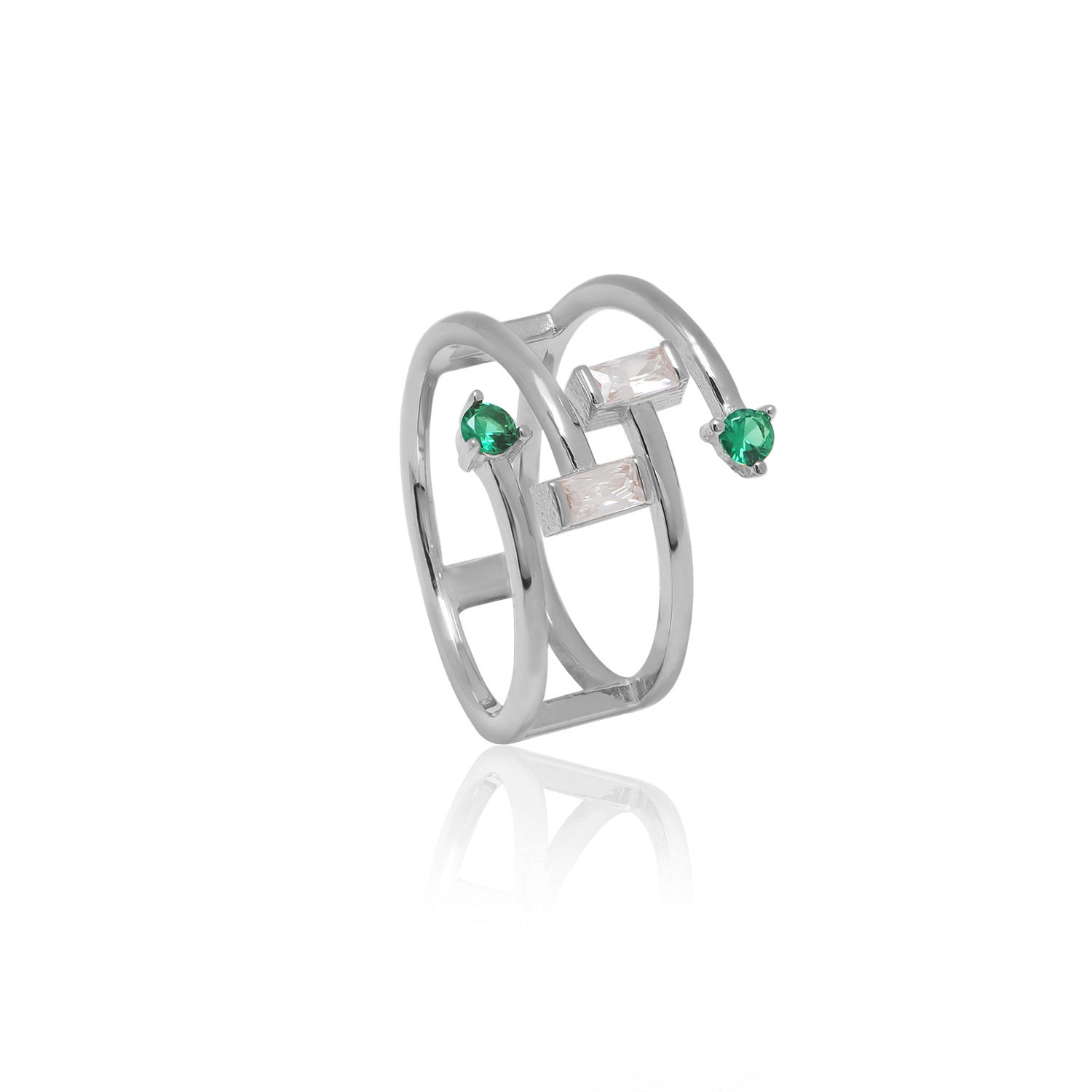 Double Spiral Arrow Ring With Stones