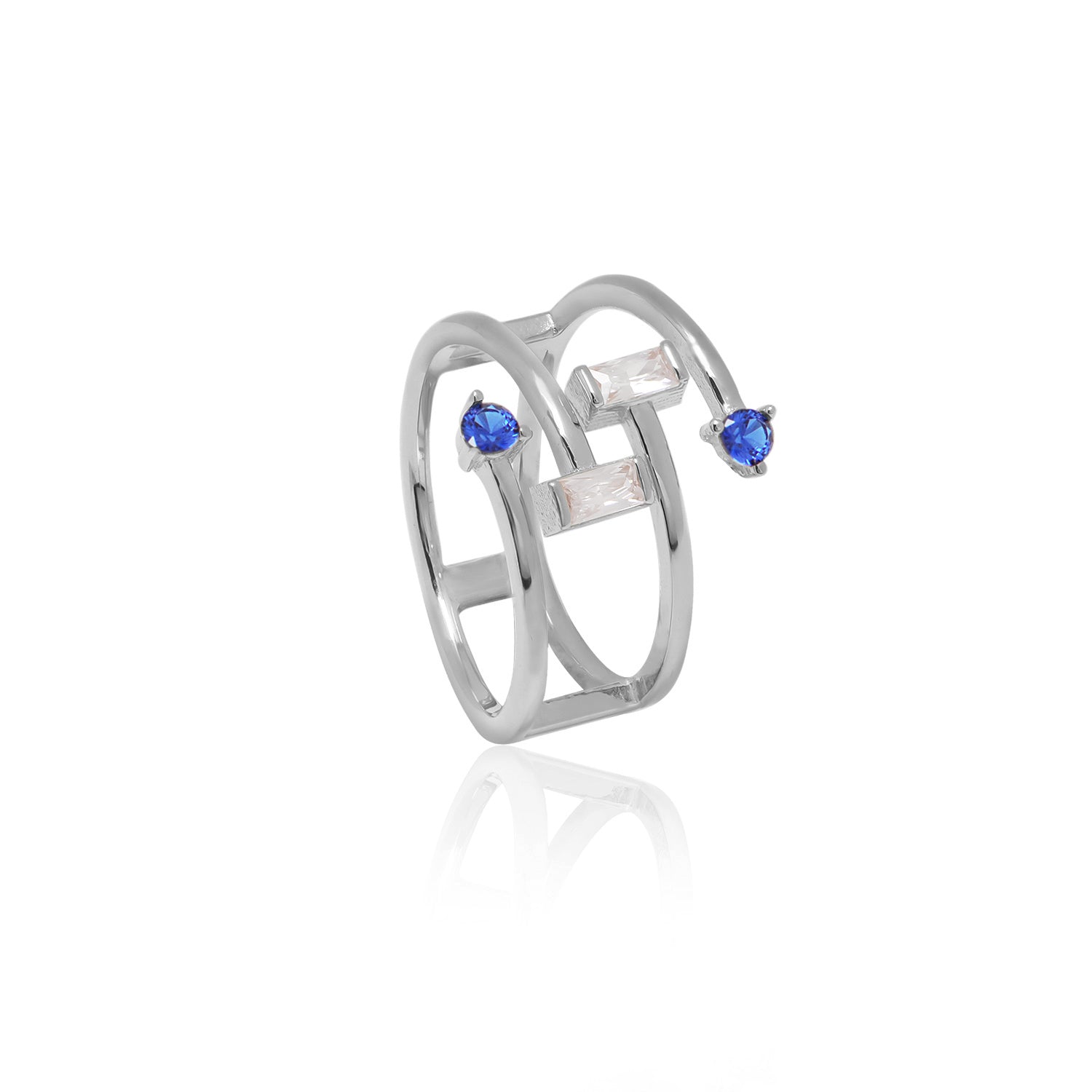 Double Spiral Arrow Ring With Stones
