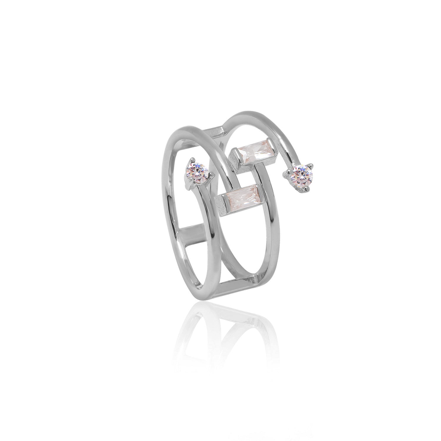 Double Spiral Arrow Ring With Stones