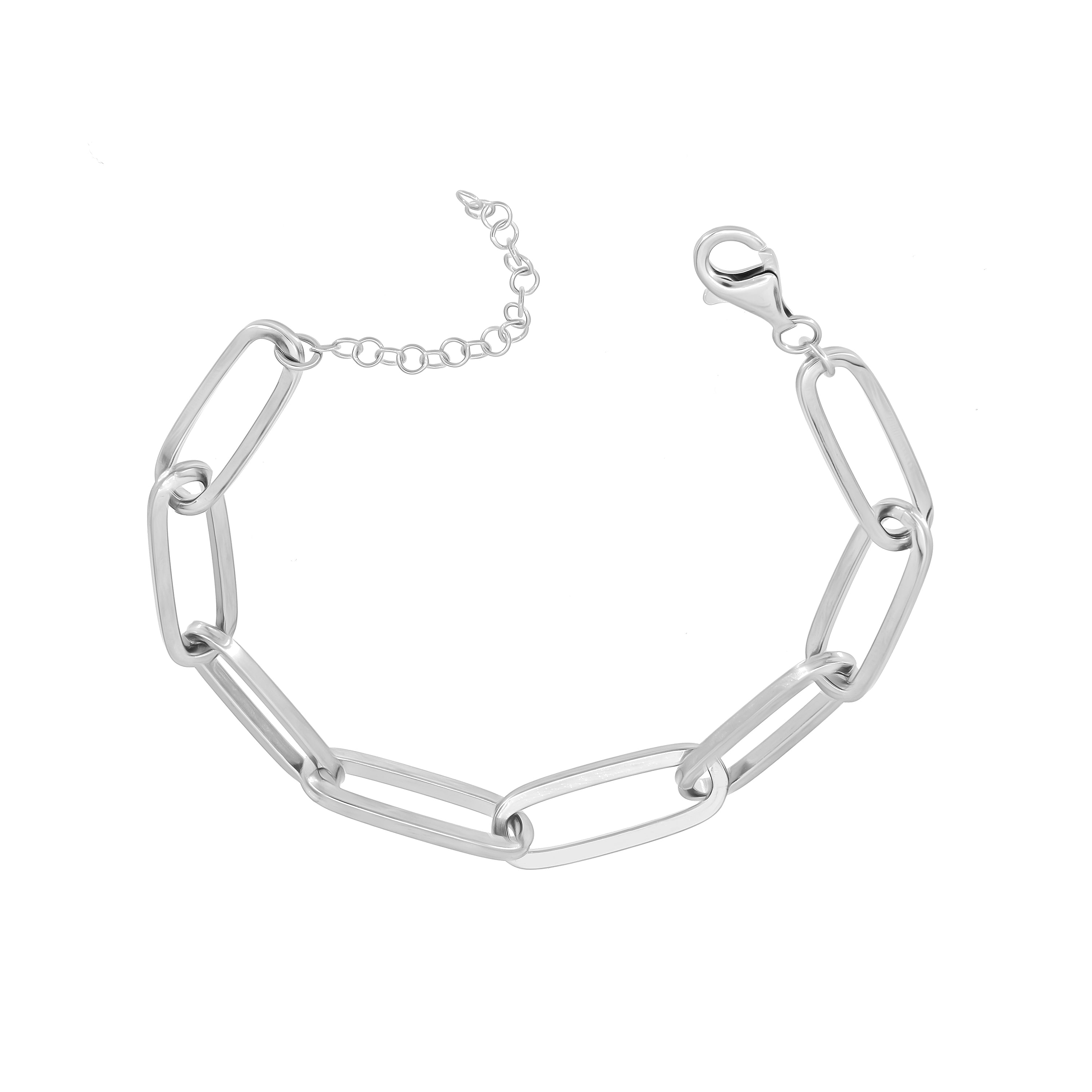 Elongated Oval Paperclip Chain Bracelet