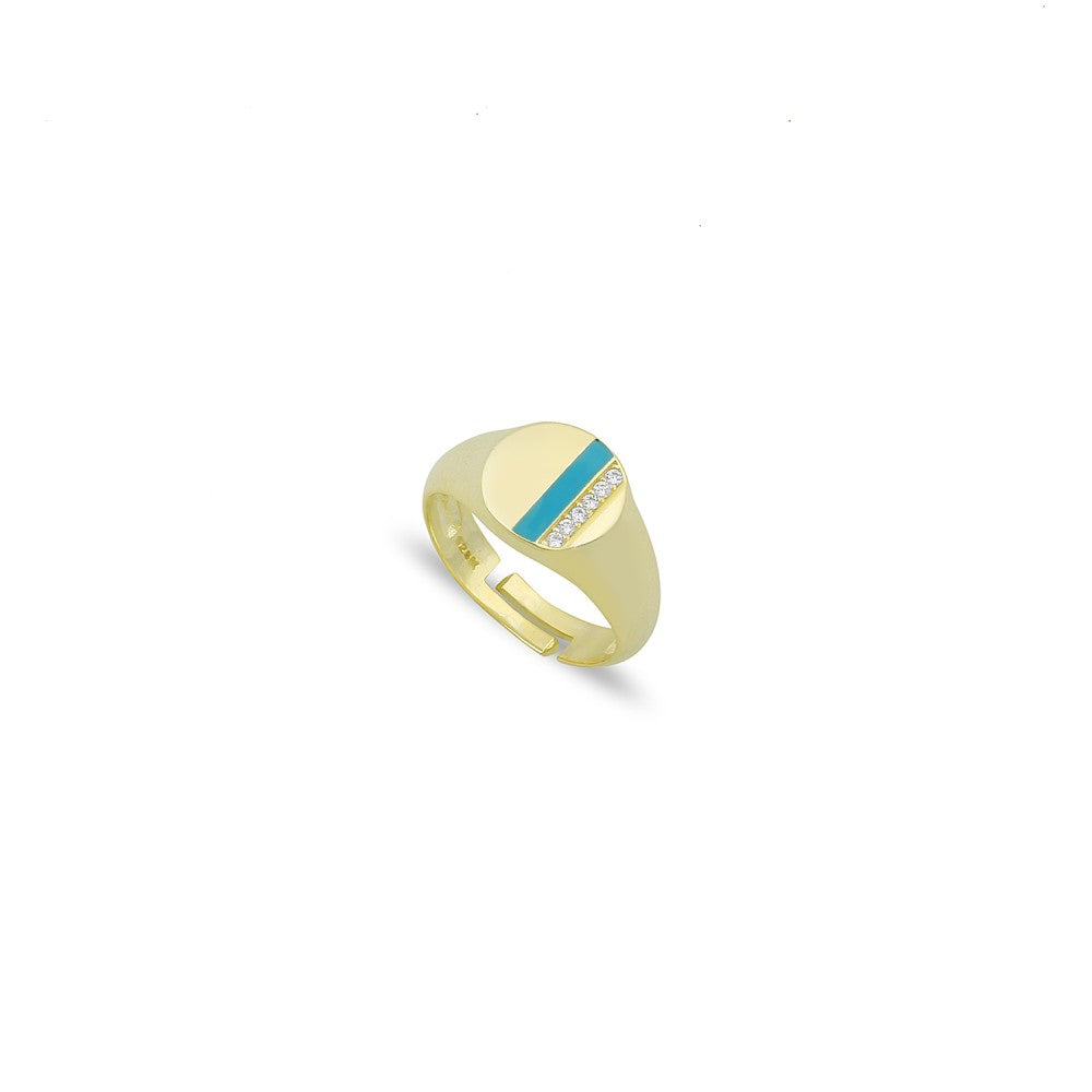 Enamel One Line Signet Pinky Ring