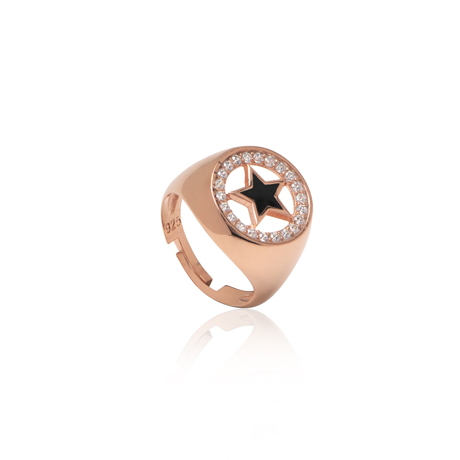 Enamel Star Cubic Zirconia Pinky Ring