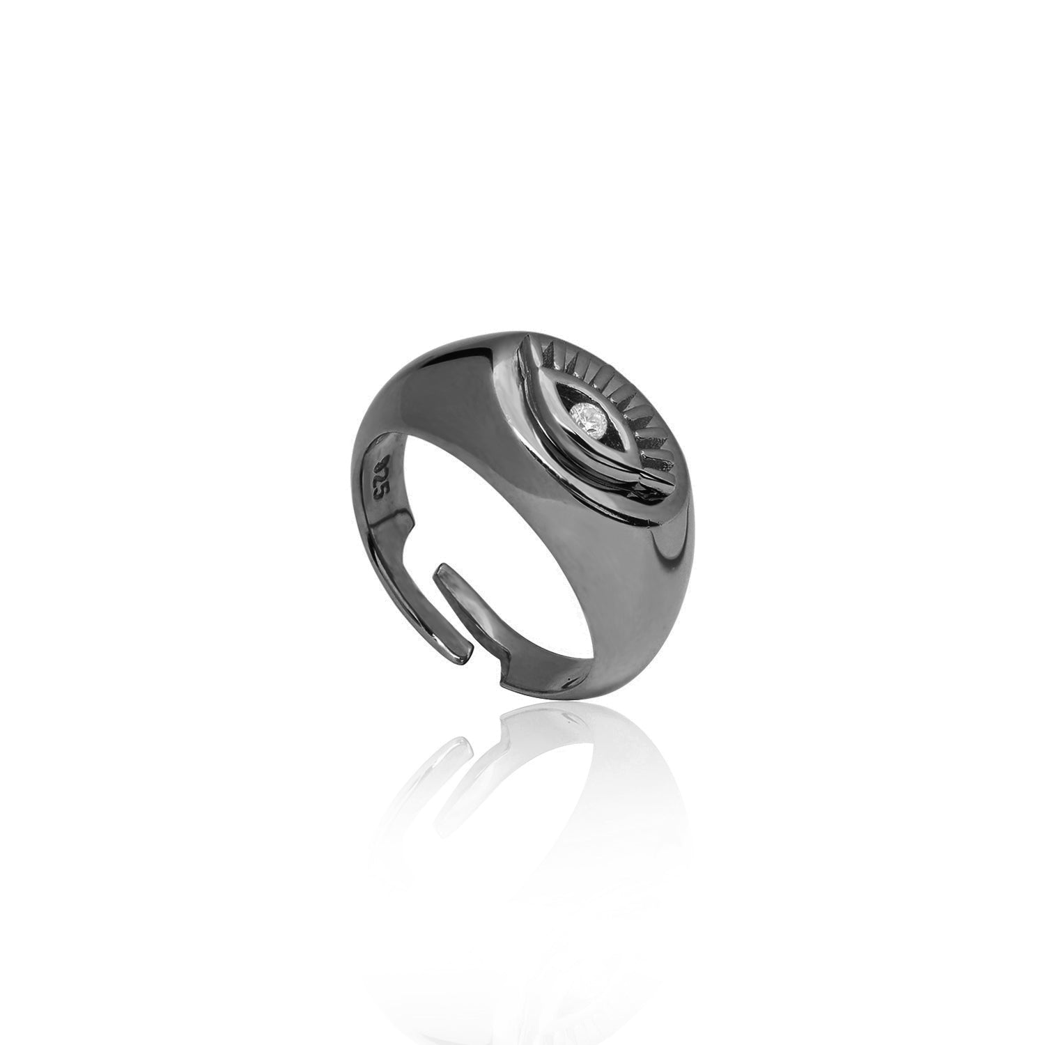 Evil Eye Plate Pinky Ring