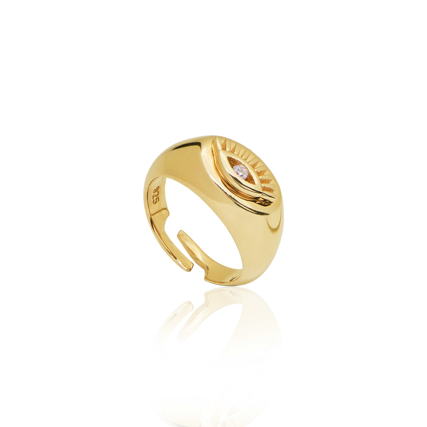 Evil Eye Plate Pinky Ring
