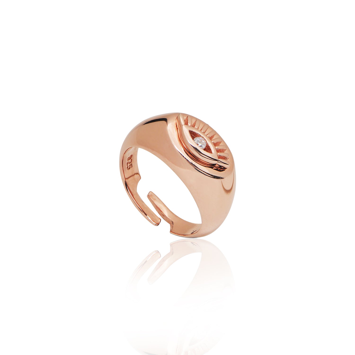 Evil Eye Plate Pinky Ring