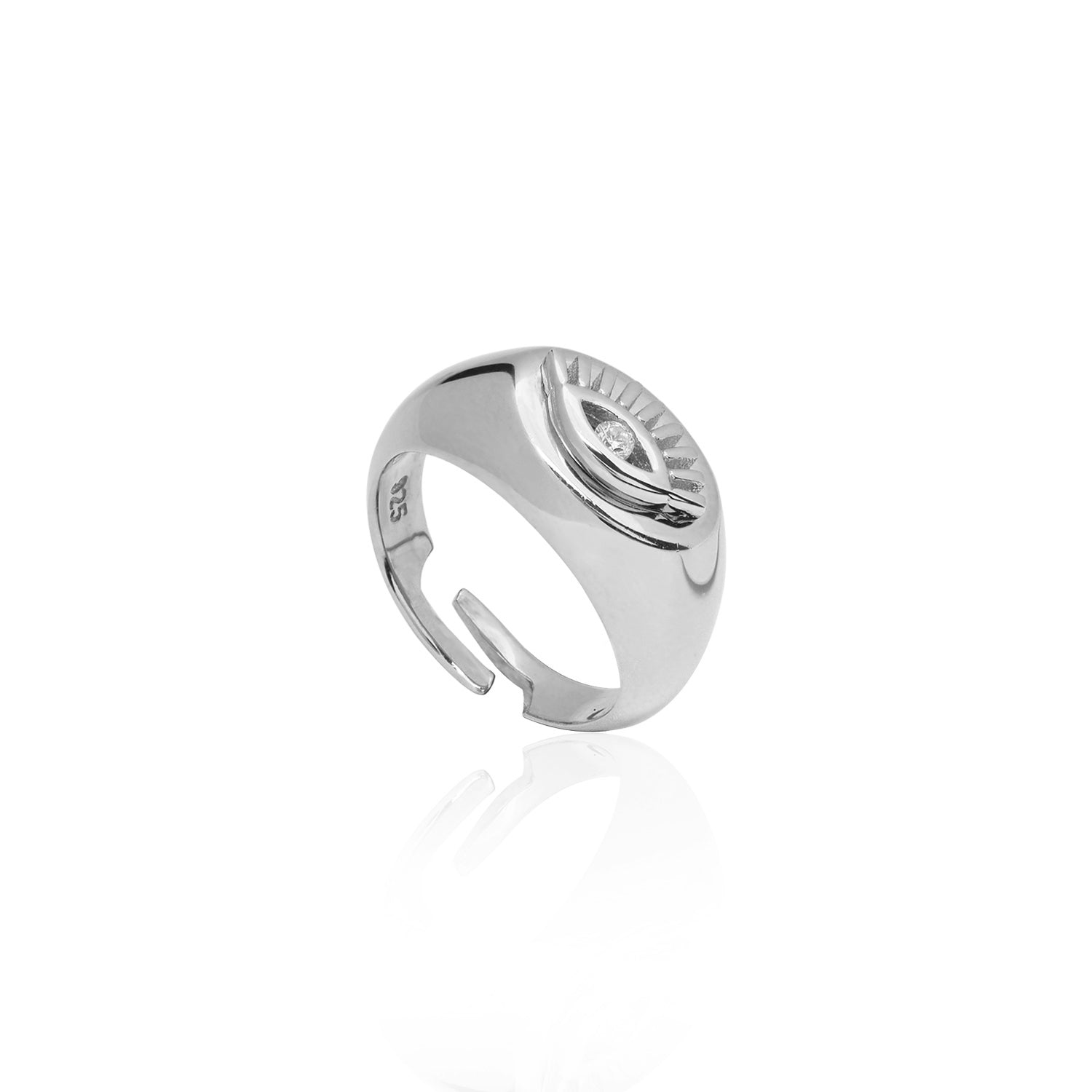Evil Eye Plate Pinky Ring