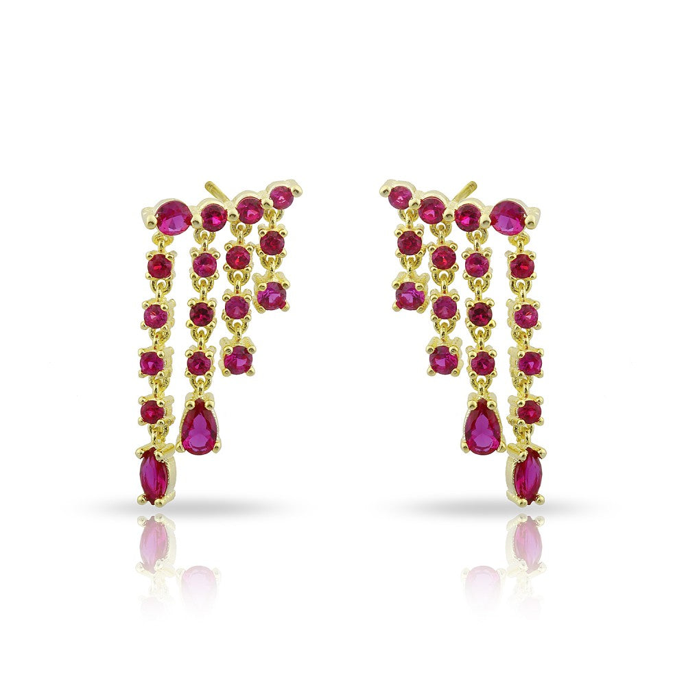Four Cubic Zirconia Chain Drop Earring