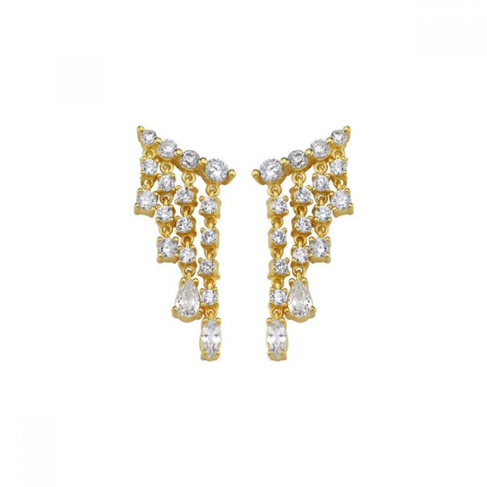Four Cubic Zirconia Chain Drop Earring