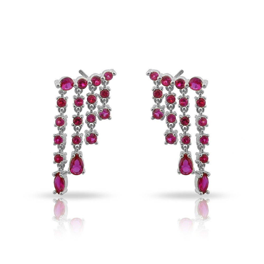 Four Cubic Zirconia Chain Drop Earring