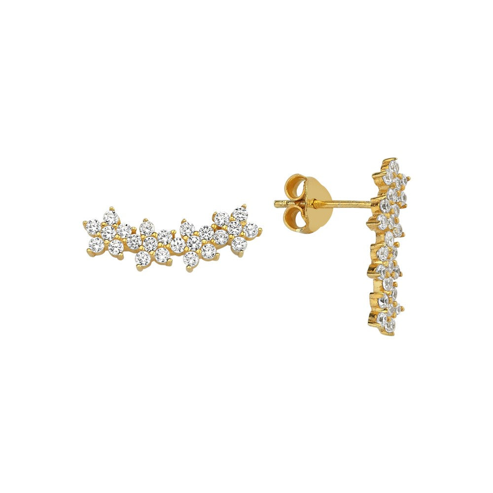 Four Flowers Cubic Zirconia Stud Earrings