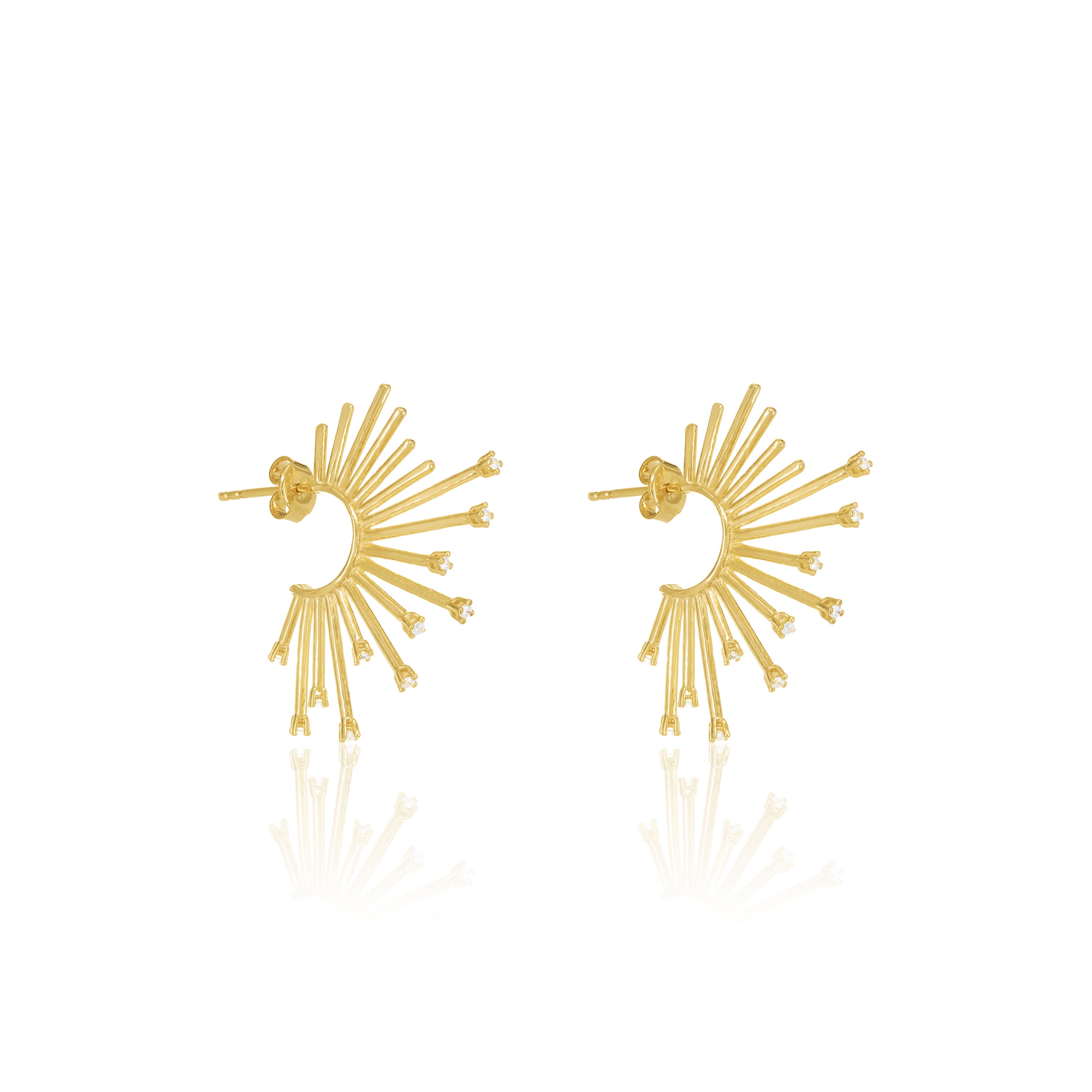 Half Sunburst Spike Statement Earring