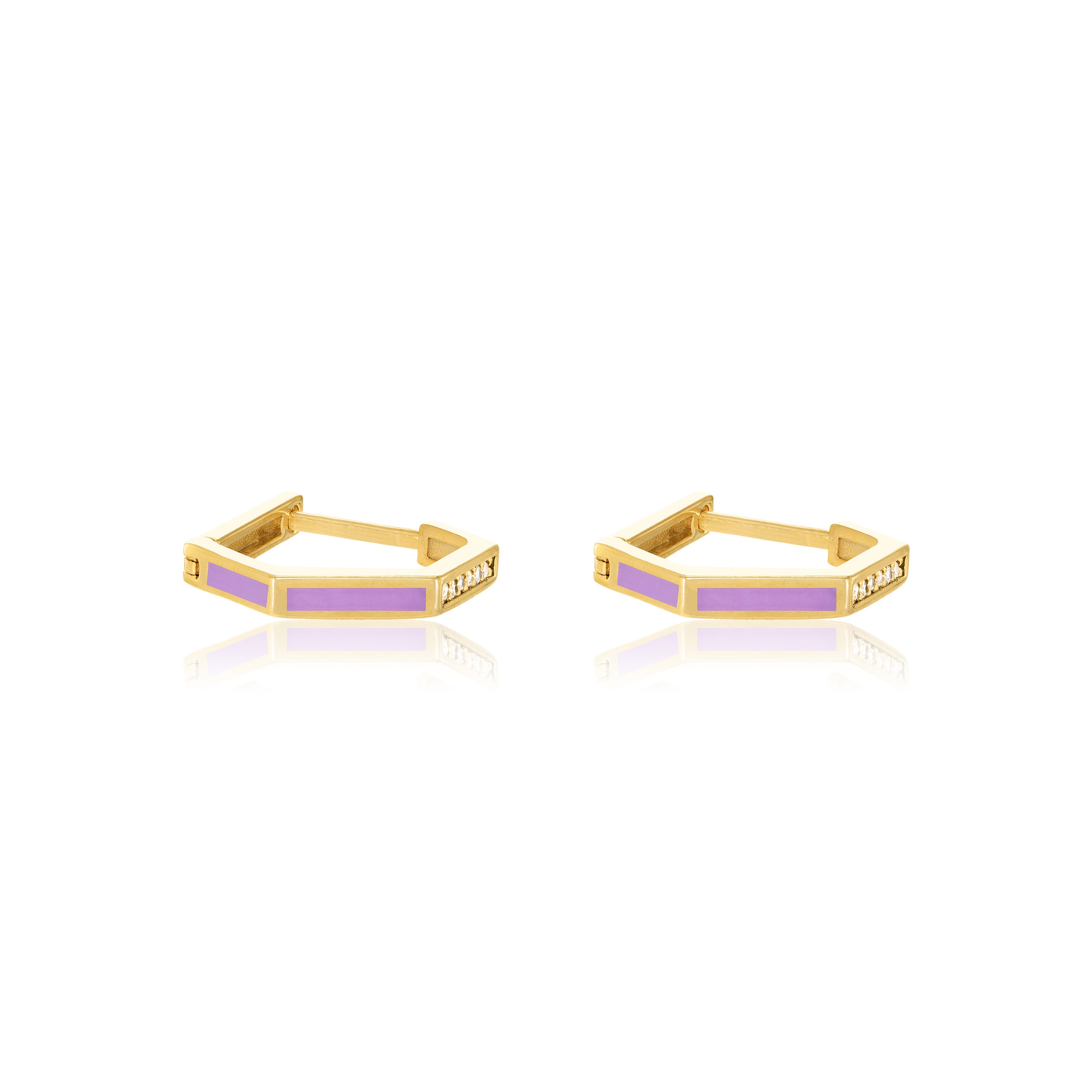 Hexagon Enamel Hoop Earring