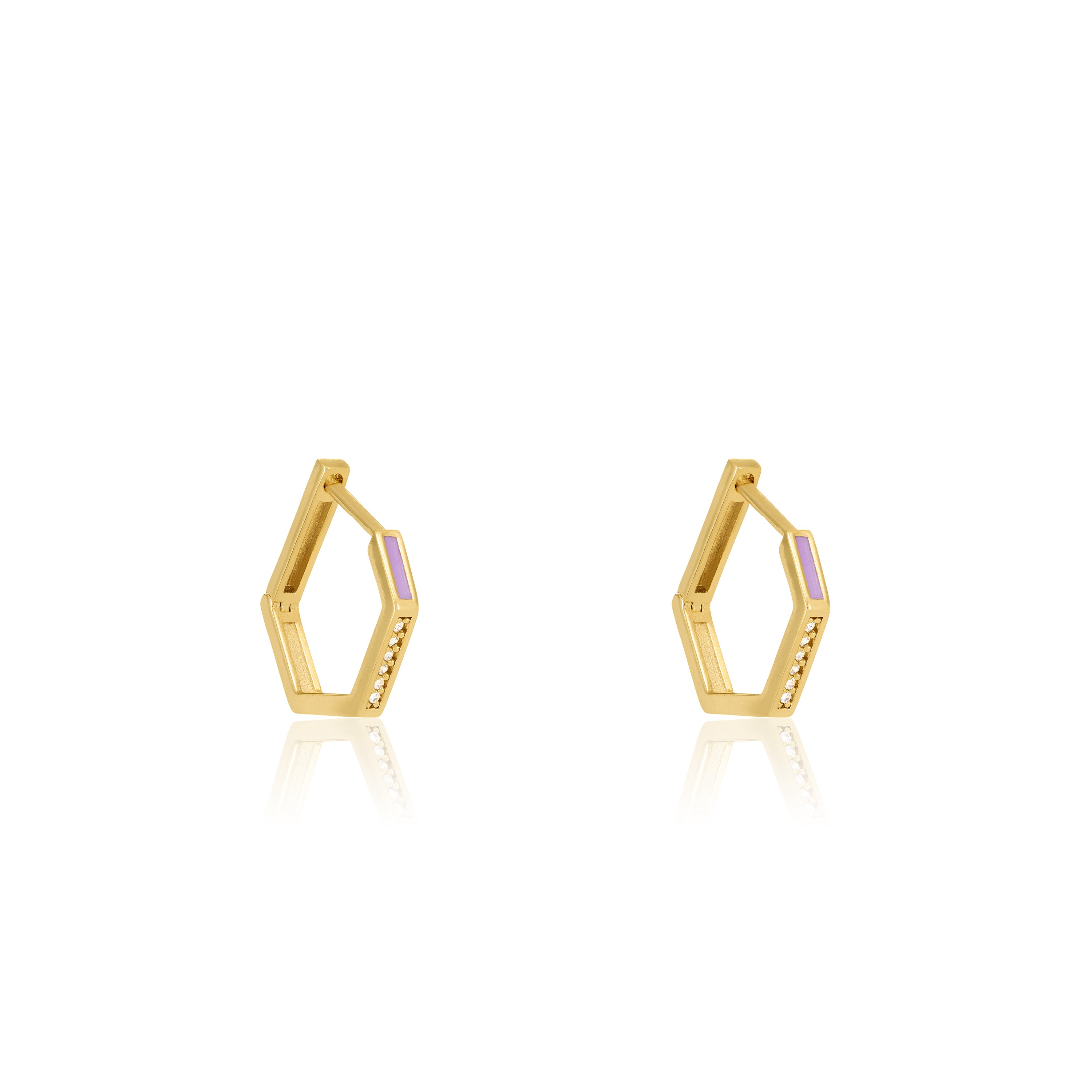 Hexagon Enamel Hoop Earring