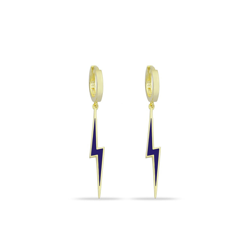 Lighting Bolt Enamel Hoop Earring