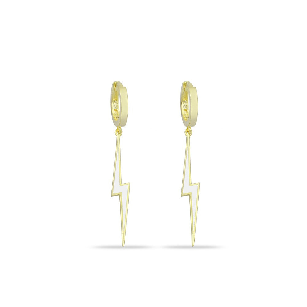 Lighting Bolt Enamel Hoop Earring