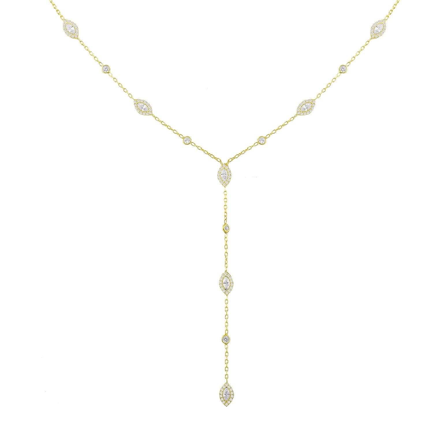 Marquise And Bezel Lariat Chain Choker
