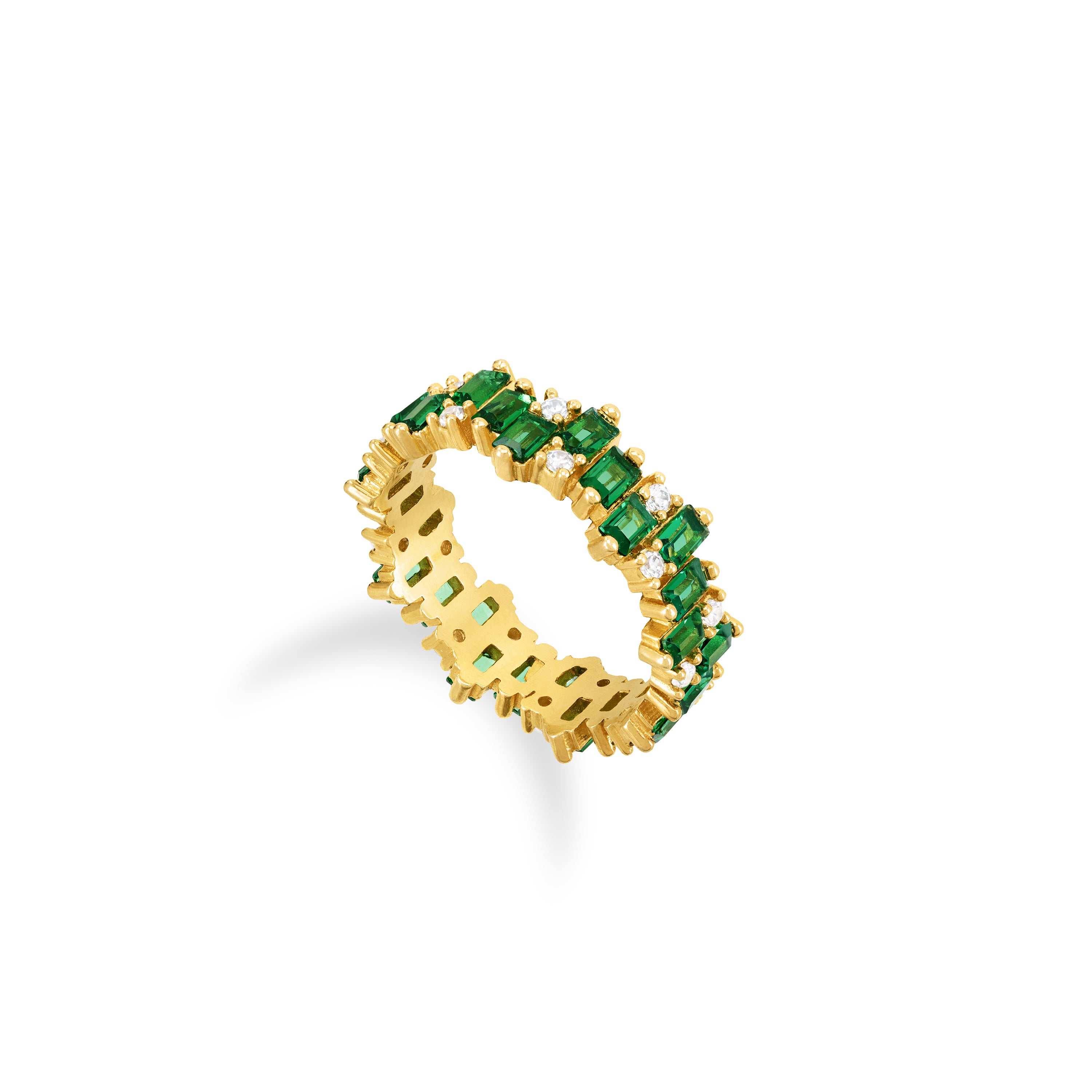 Non Straight Eternity Dot And Baguette Ring