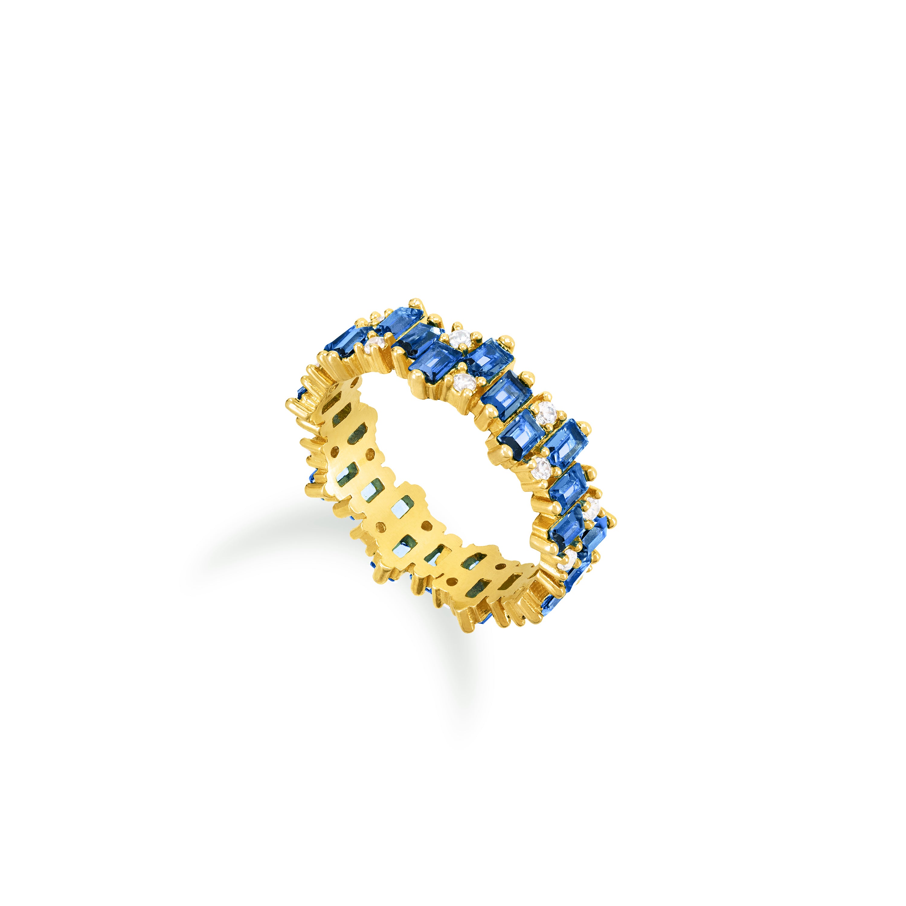 Non Straight Eternity Dot And Baguette Ring