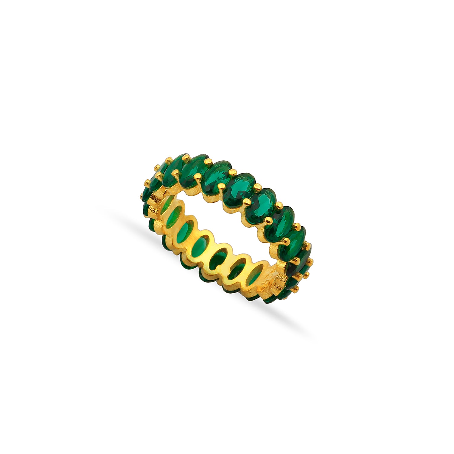 Oval Eternity Ring - Gold Green