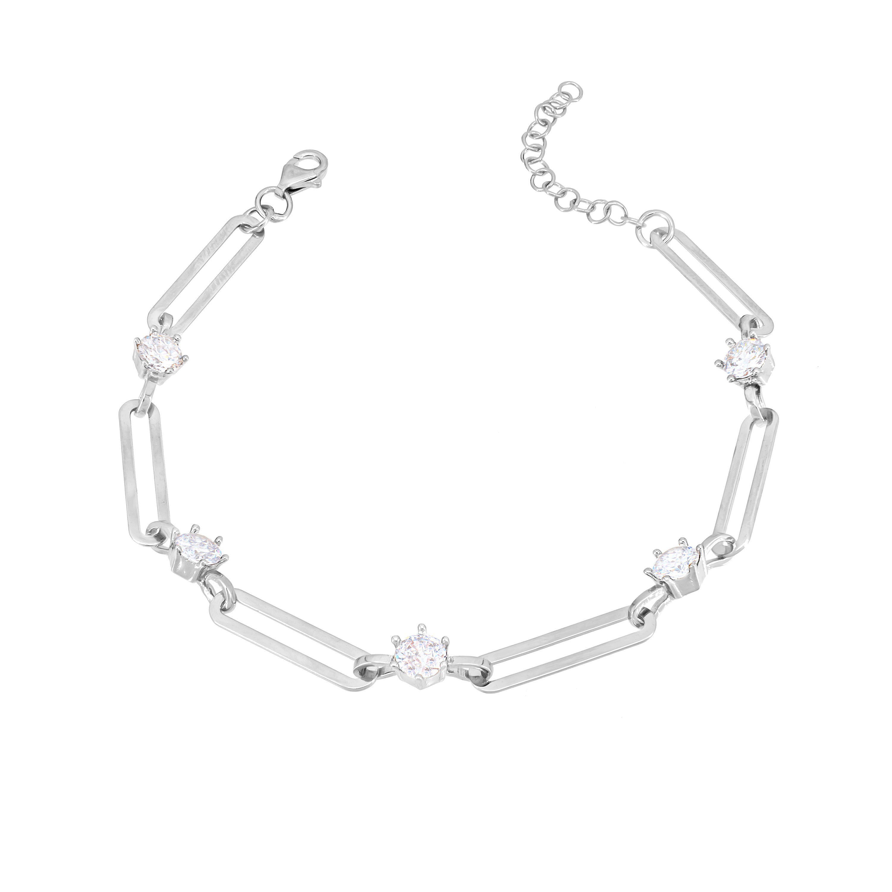 Paperclip With Dots Zirconia Bracelet