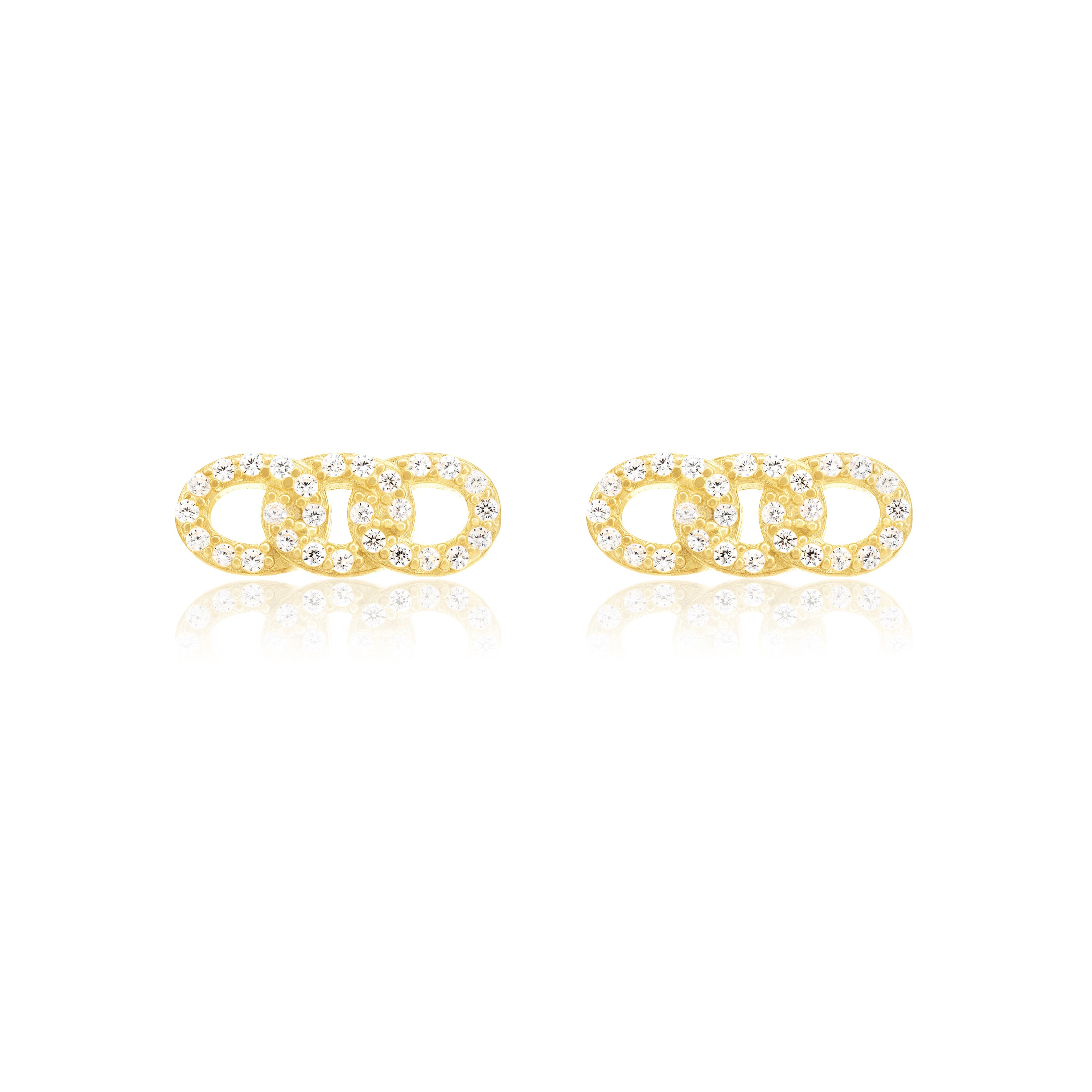 Pave Chain Link Bar Stud Earring