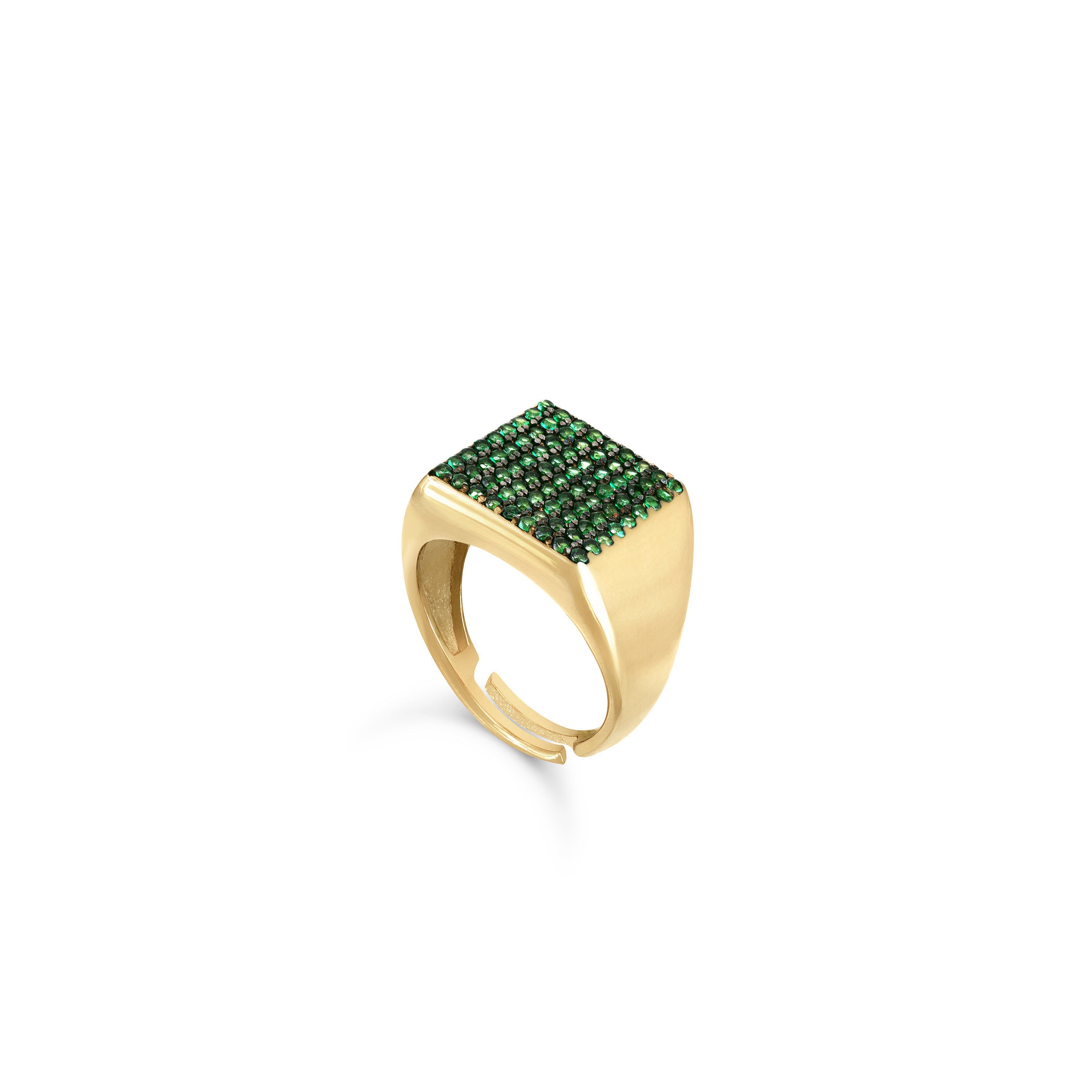 Pave Square Signet Pinky Ring