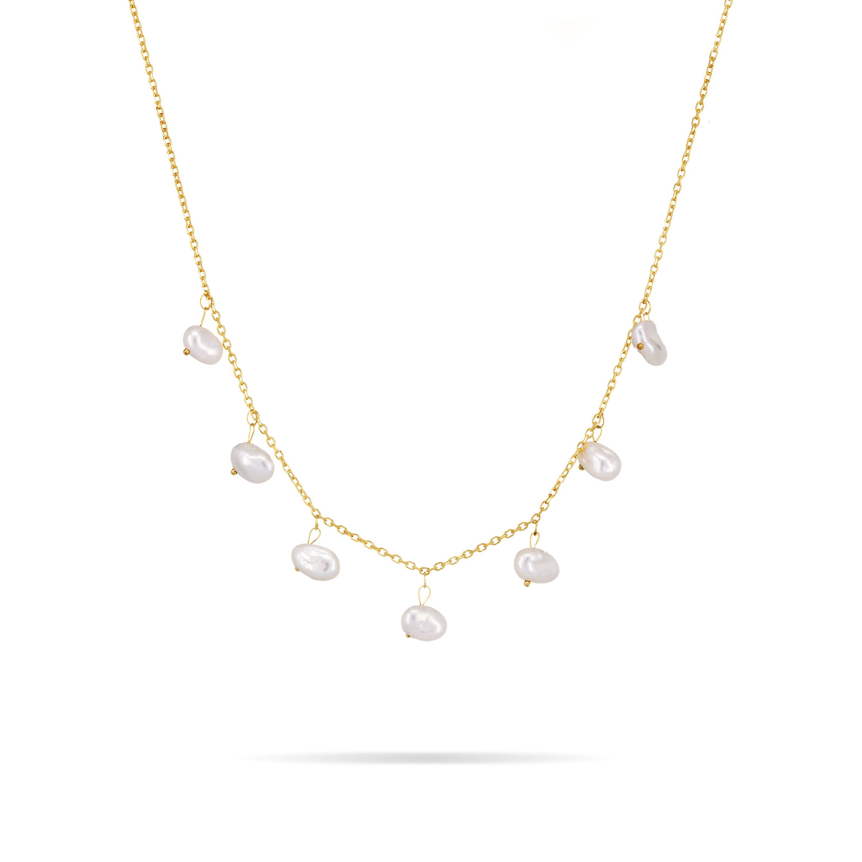 Pearl Droplet Chain Anklet - Gold White
