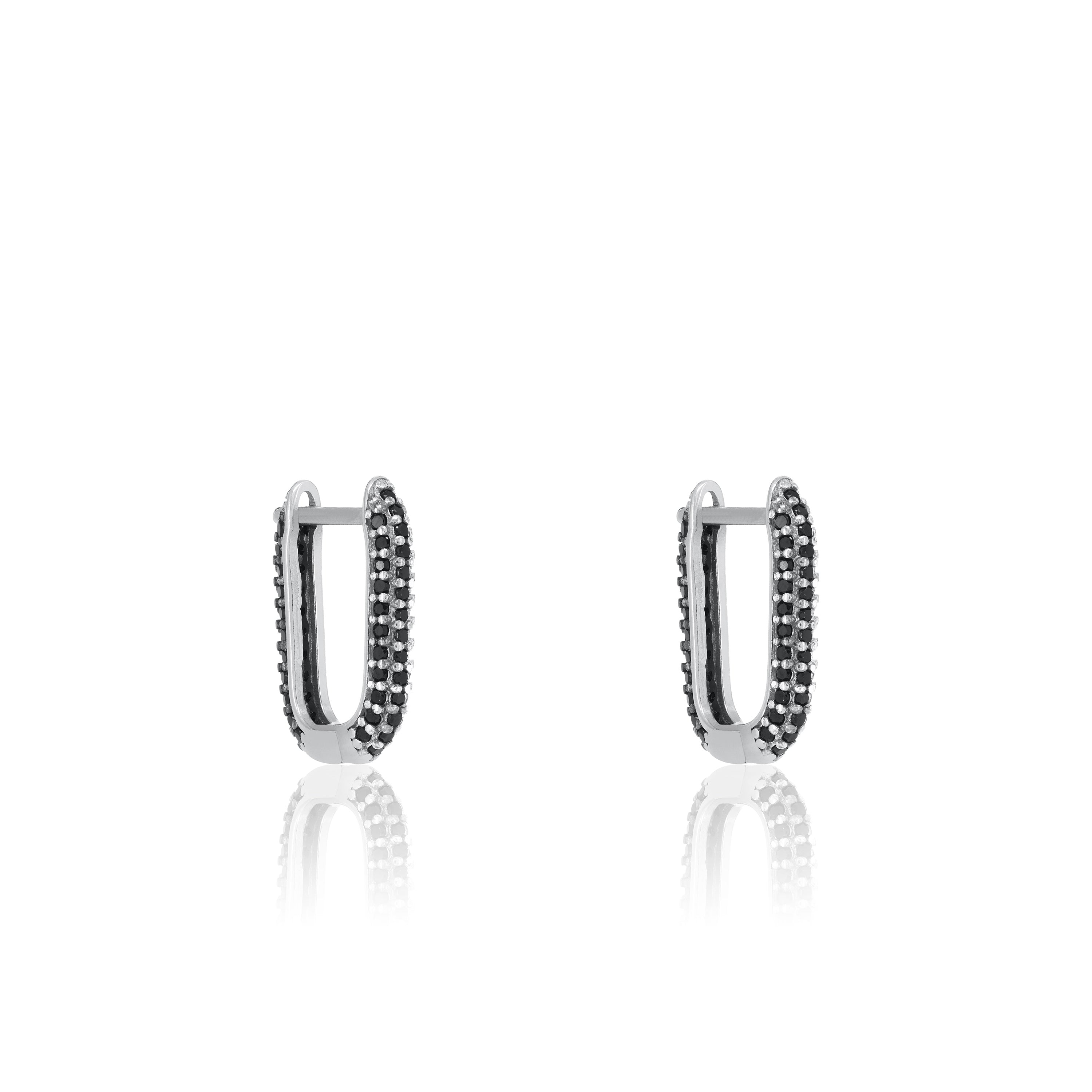 Rectangular Pave Paperclip Hoop Earring