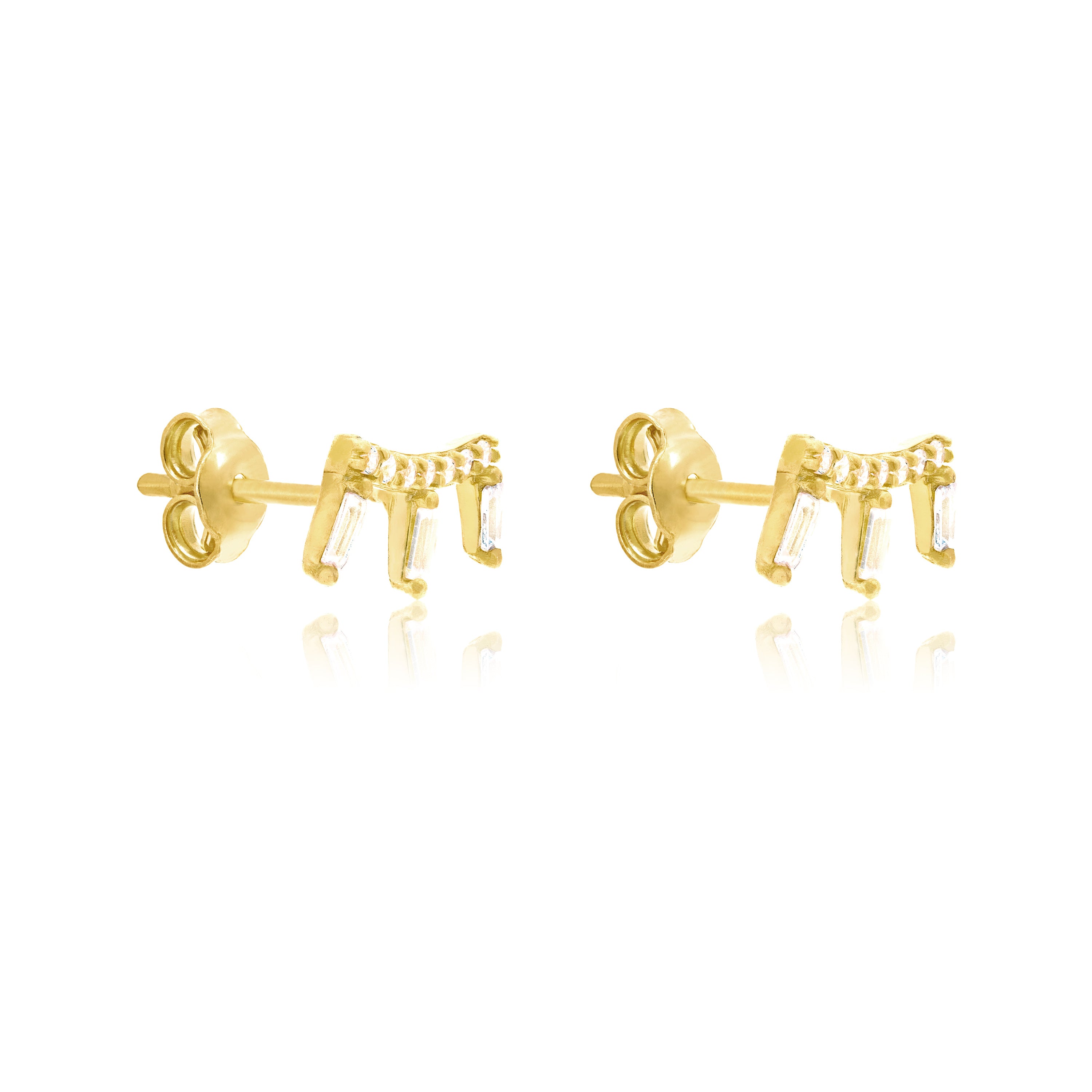 Reverse Baguette Claw Stud Earring